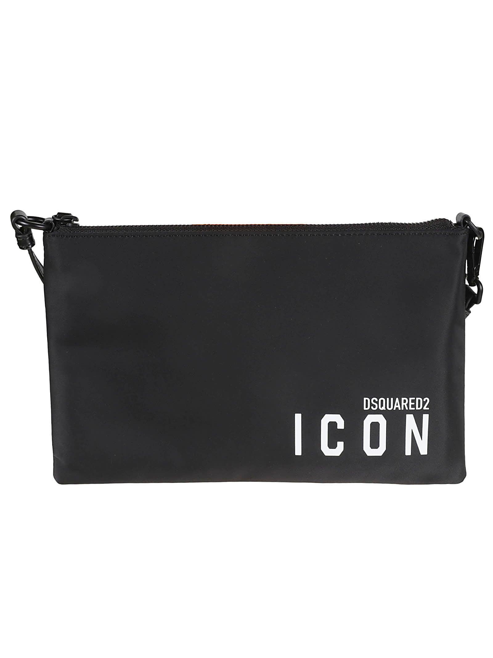 DSquared² Top Zip Icon Print Pouch in Black | Lyst