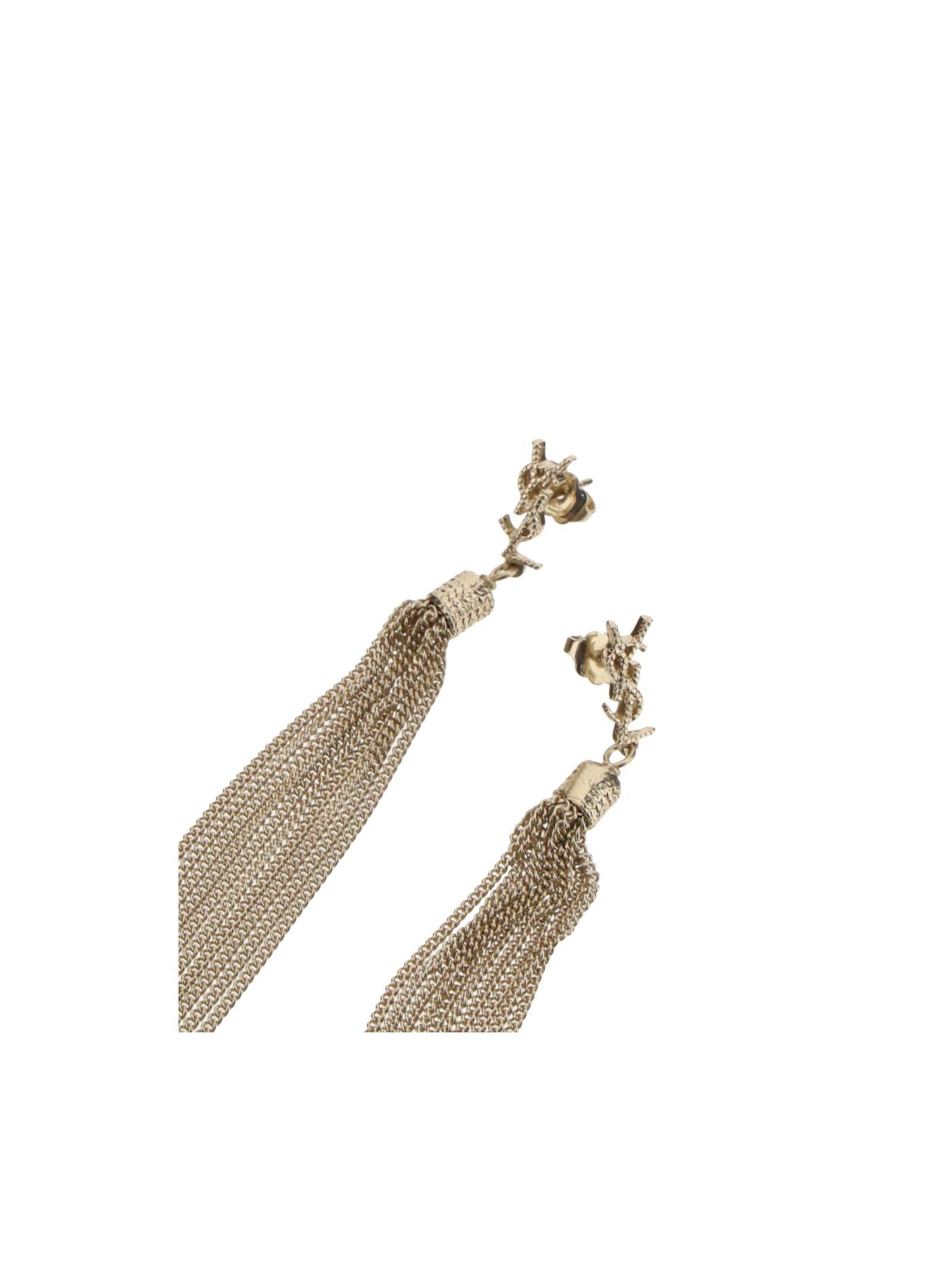 Saint Laurent Gold YSL tassel drop earrings