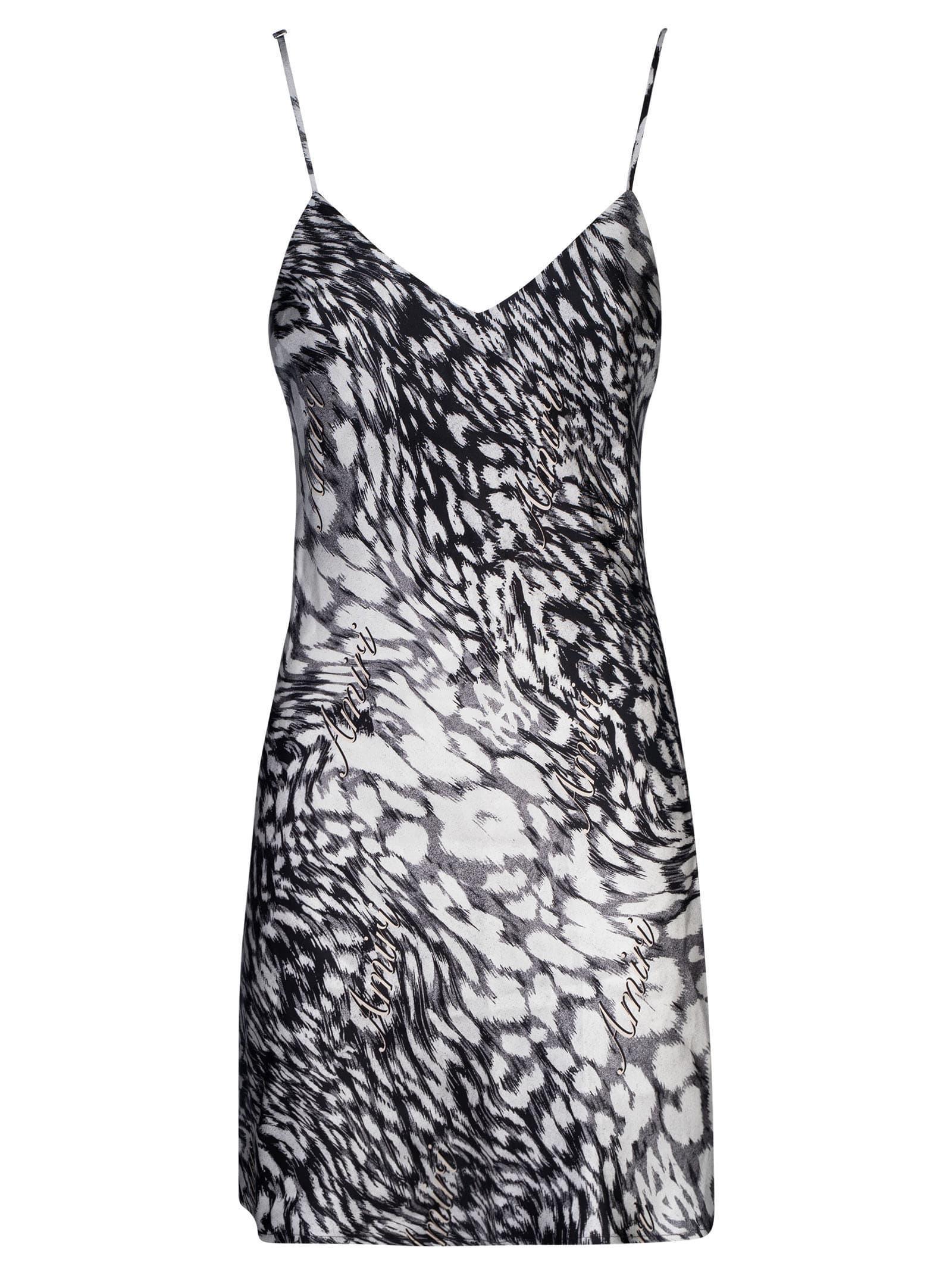 Amiri Leopard Mini Slip Dress in Black | Lyst