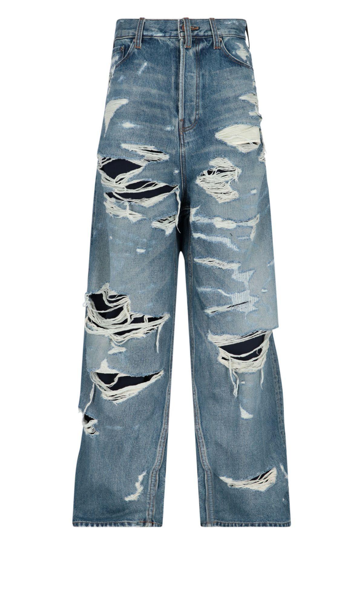 Balenciaga Ripped Oversized Jeans in Blue | Lyst