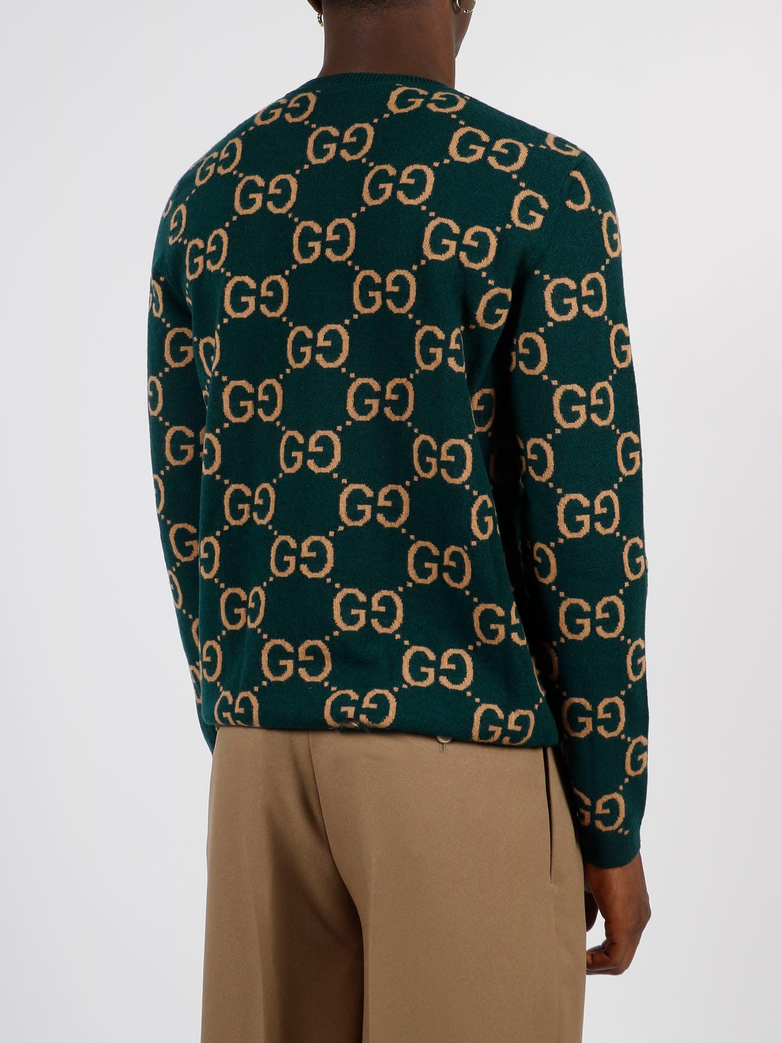 GG wool jacquard sweater in green