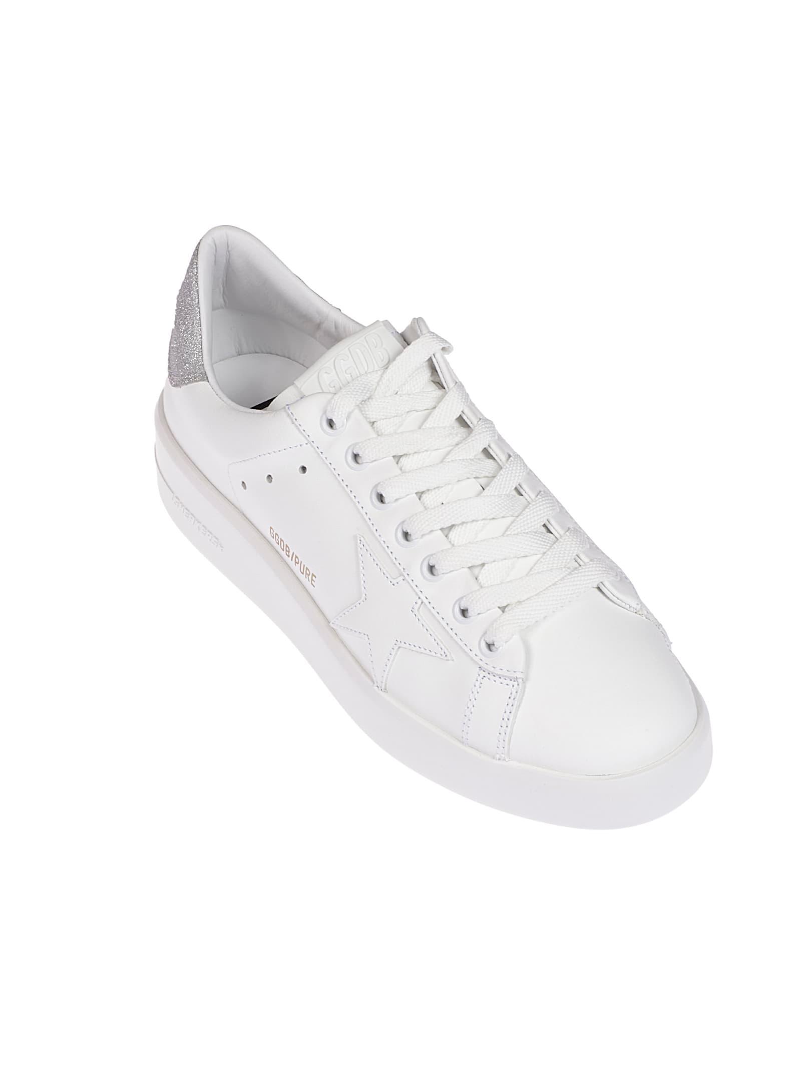 Golden Goose Pure Star Leather Upper Star Glitter Heel in White | Lyst