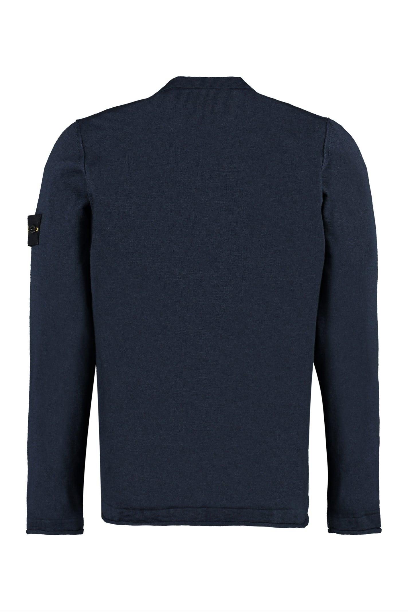Stone Island Long Sleeve Crew neck Sweater in Blue for Men Lyst