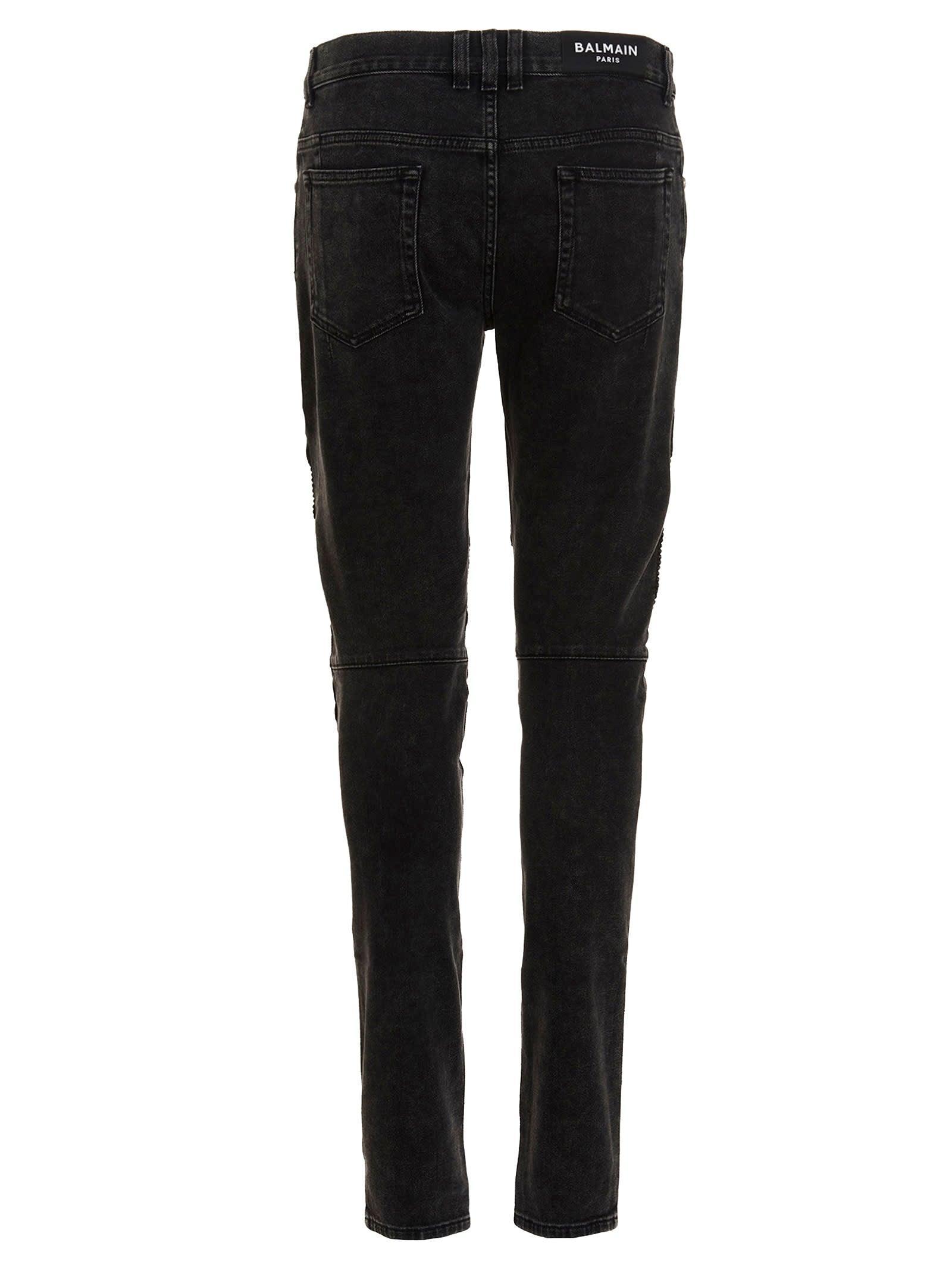 Balmain Zip Detail Jeans in Black Men | Lyst