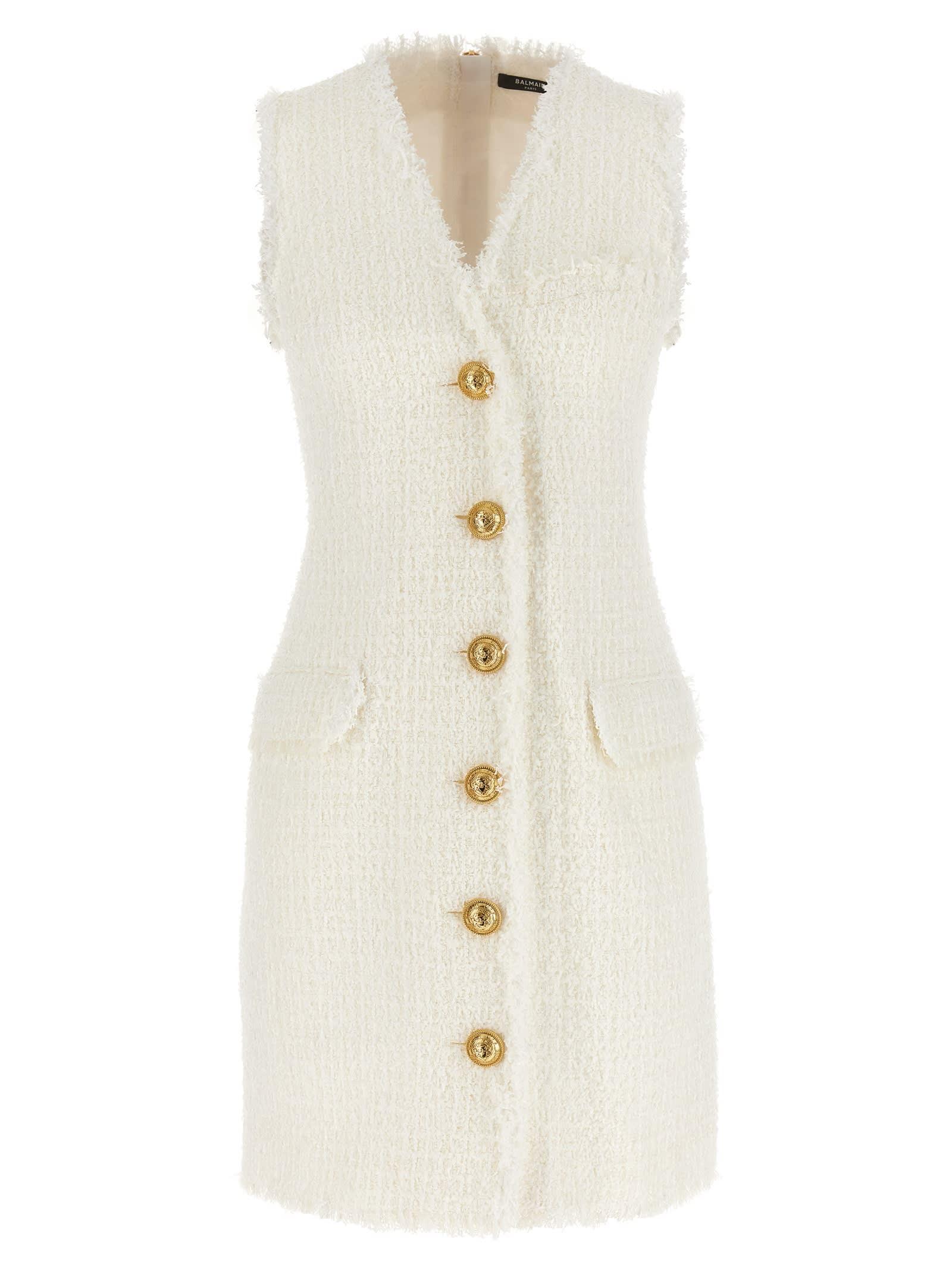 Balmain white hotsell tweed dress