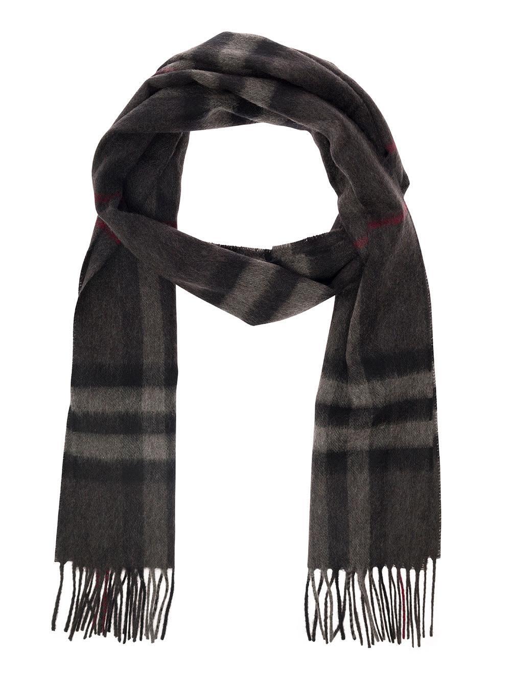 Burberry - Men - Fringed Checked Wool and Cashmere-Blend Scarf Gray