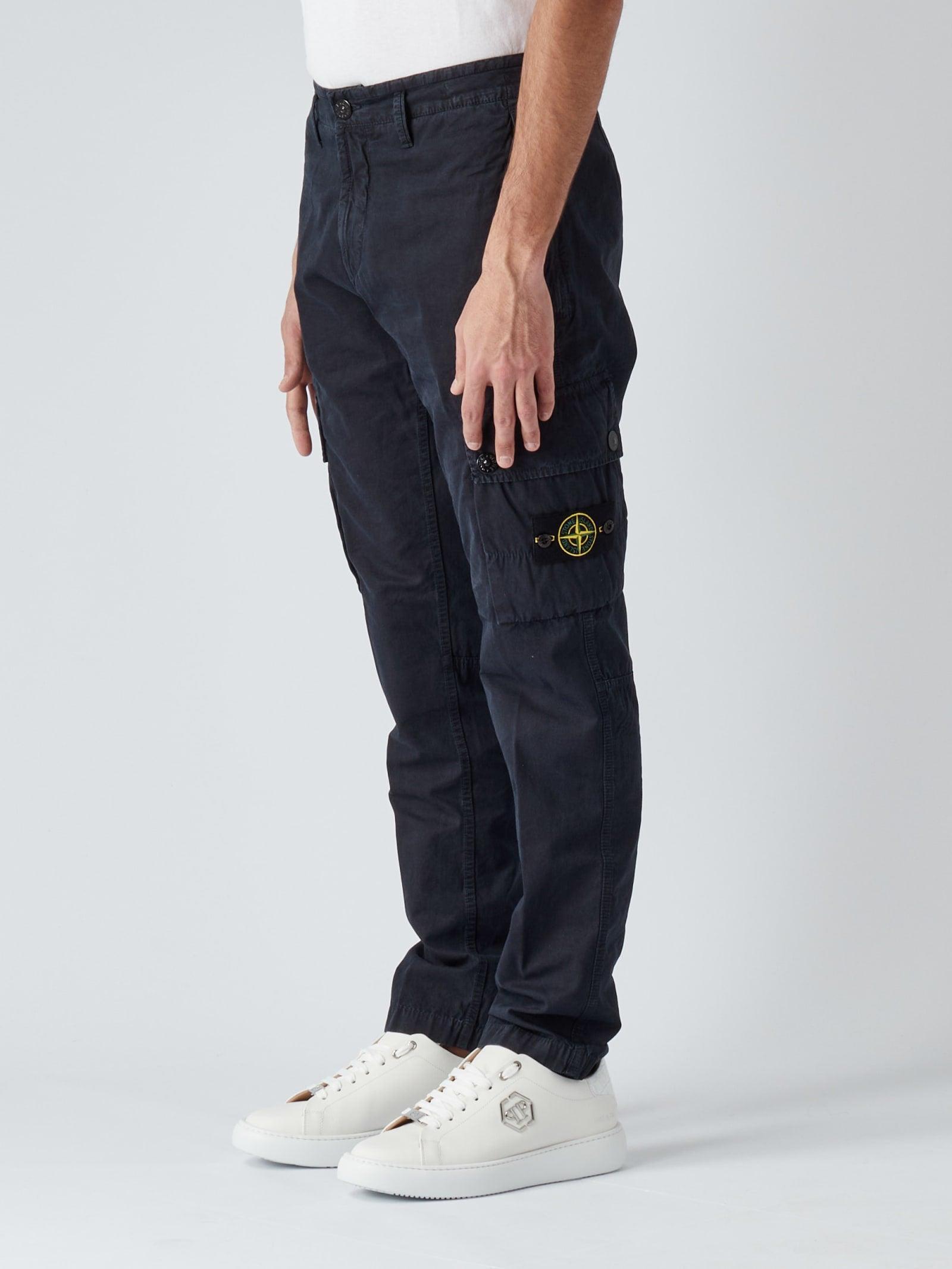 Stone Island Pantalone Slim Trousers in Blue for Men | Lyst