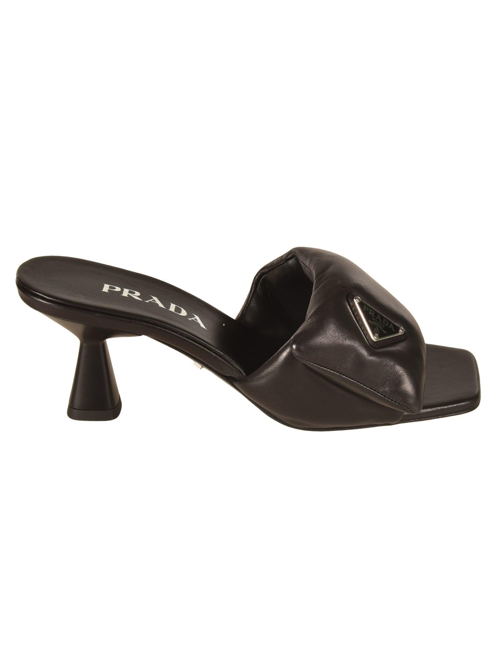 Prada logo embossed sandals cheap