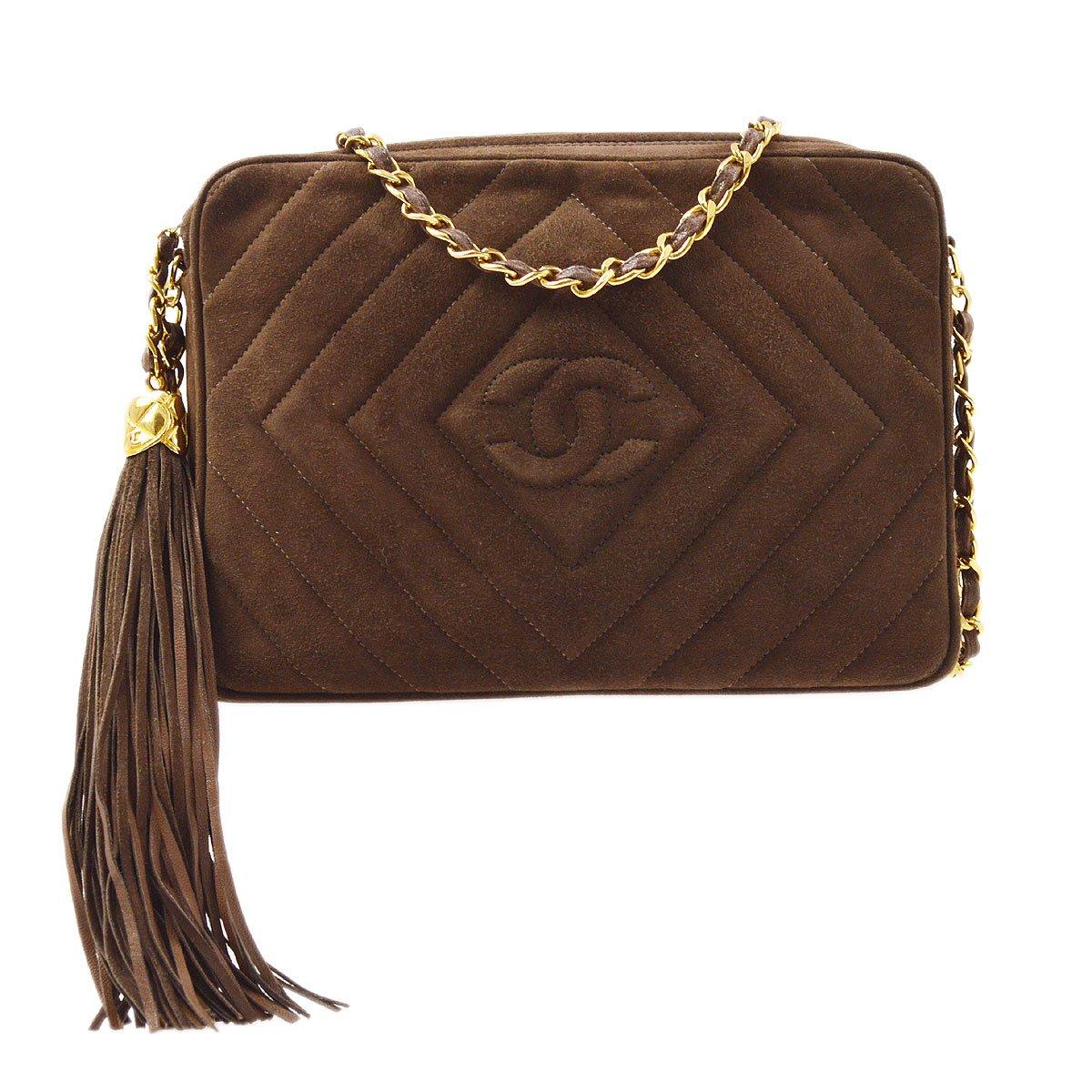 Chanel 1991-1994 Brown Suede Diamond Camera Bag Small