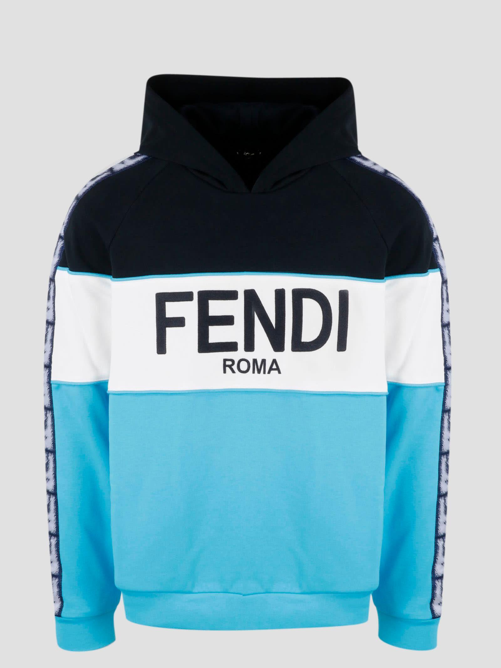 Fendi Zip Hoodie - Light Blue w. Logo » New Products Every Day