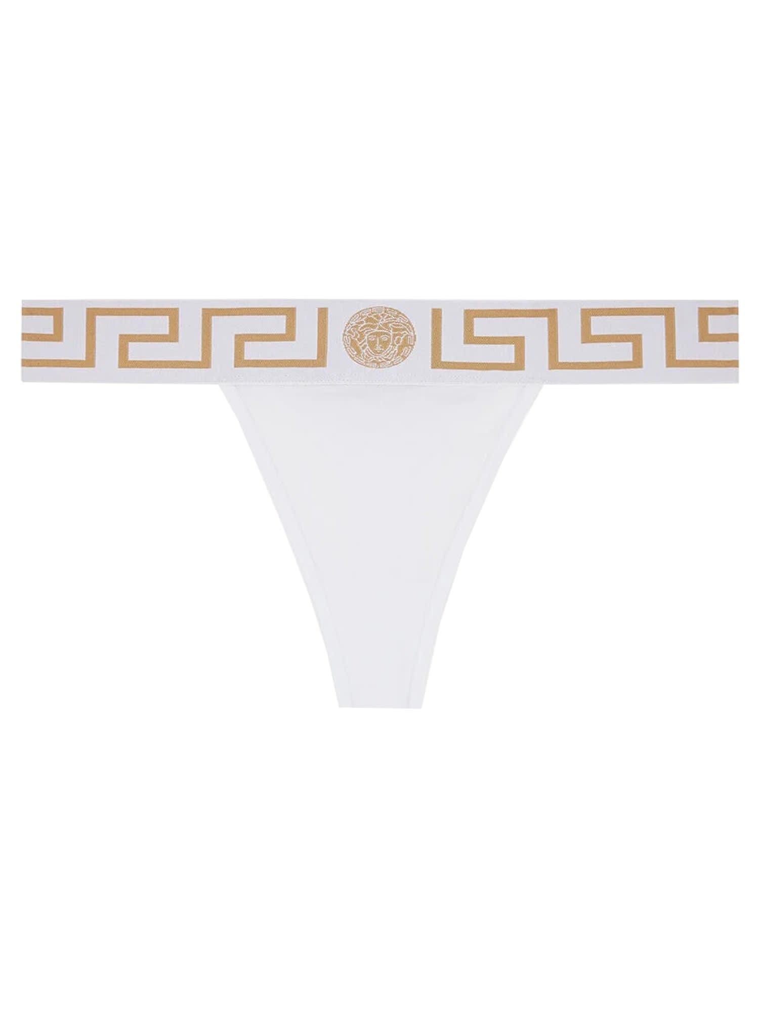 Versace Cotton Thong With Greek - Women in White | Lyst