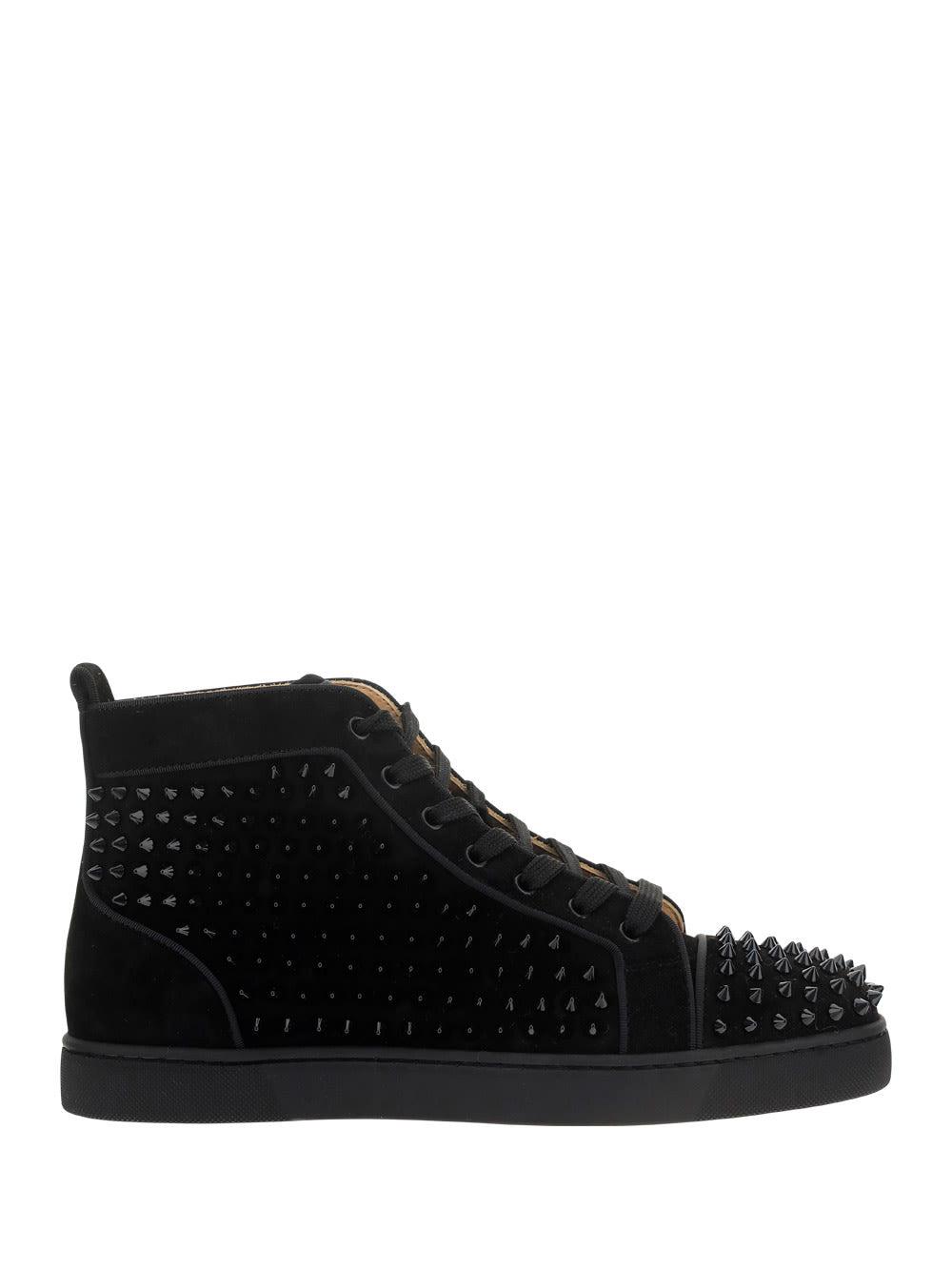 Christian Louboutin - Louis Orlato Suede and Mesh High-Top Trainers - Mens - Black White