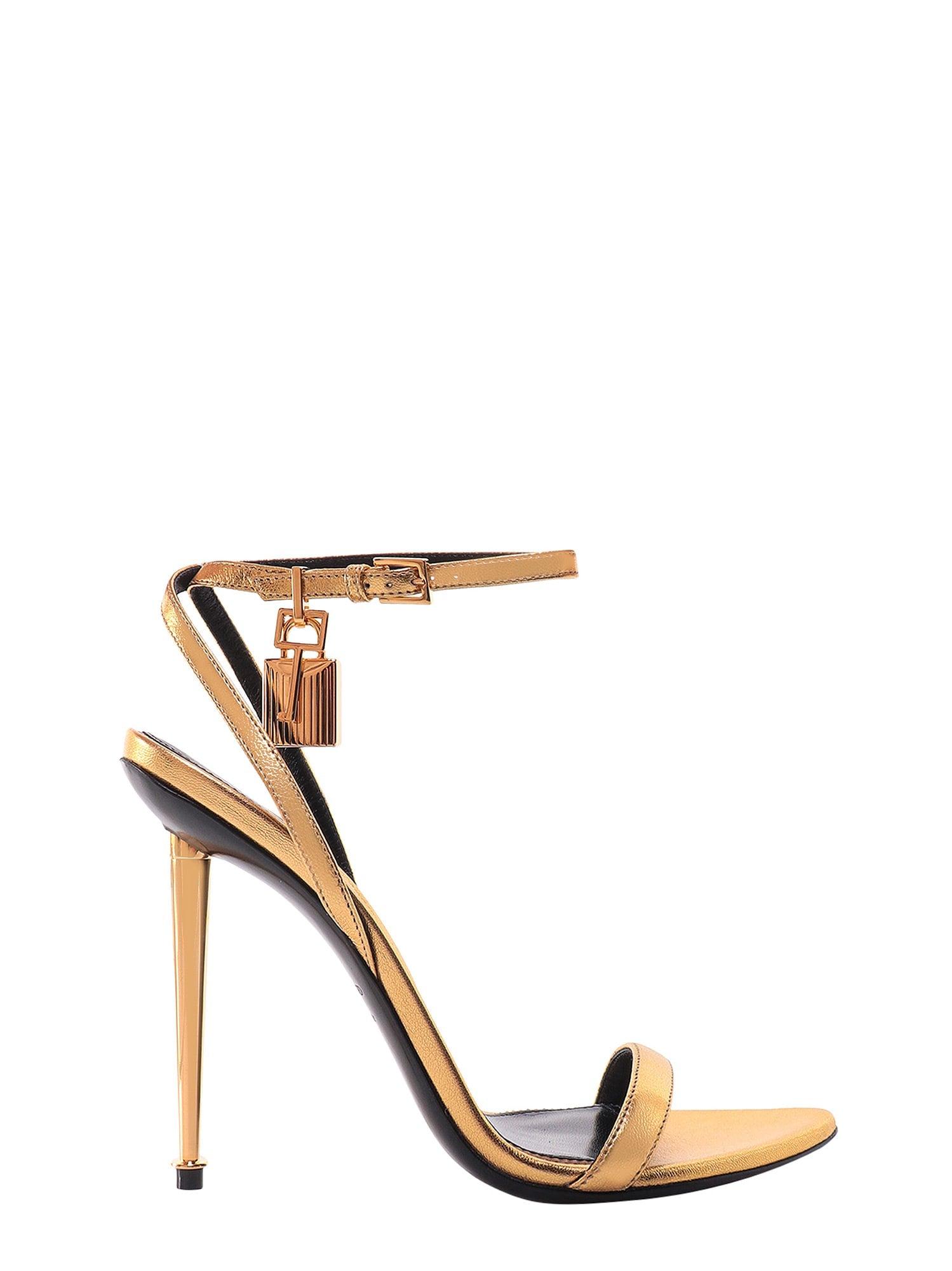 Tom Ford Padlock Pointy Sandals in Metallic | Lyst