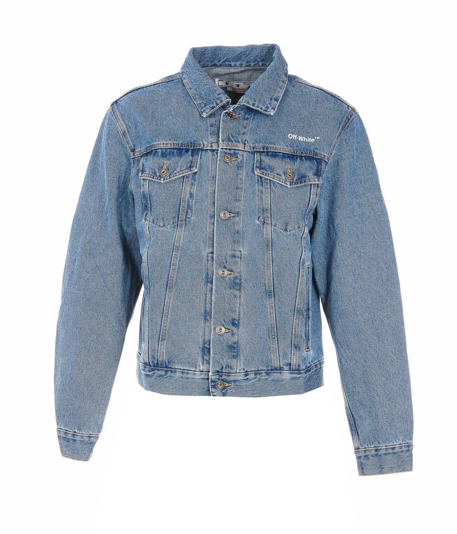 Off-White c/o Virgil Abloh Diagonal Logo Denim Jacket in Blue for