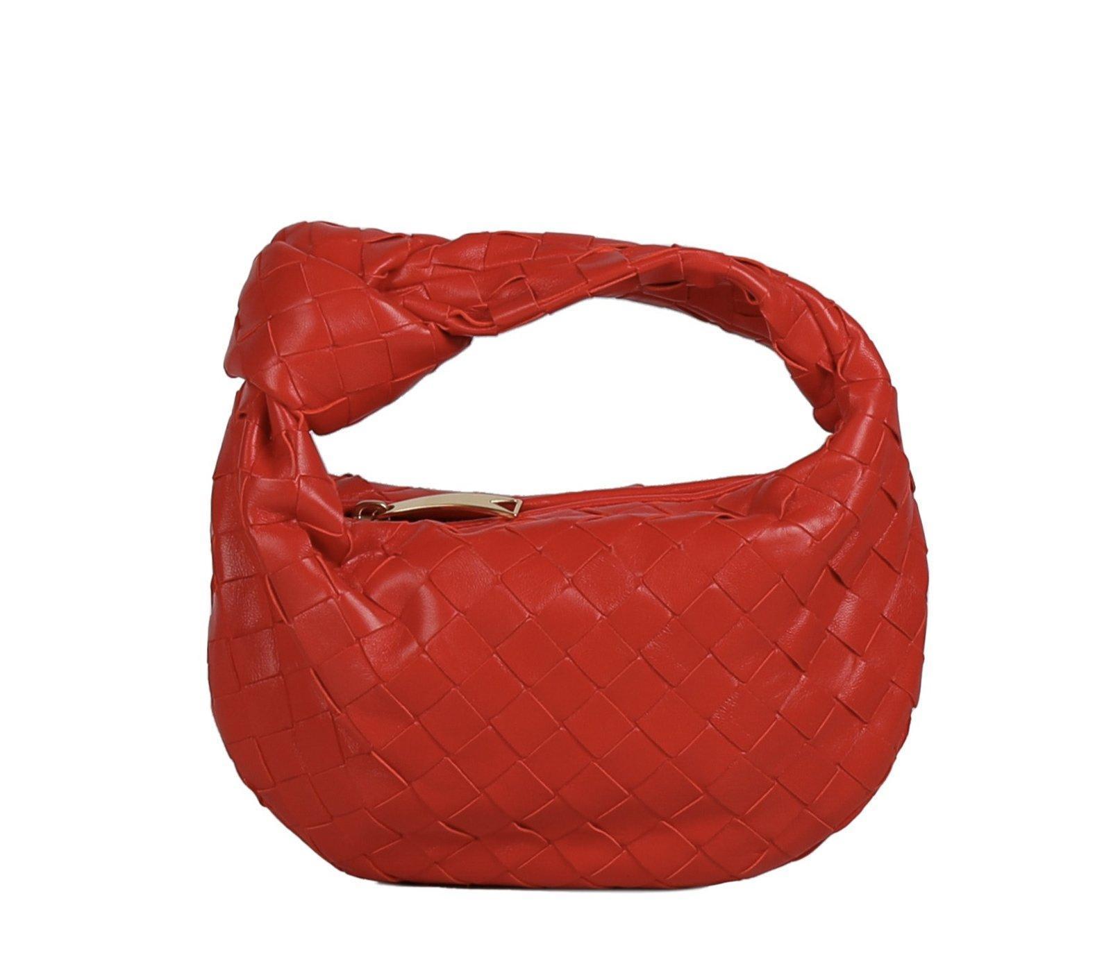 Jodie Mini Leather Tote Bag in Red - Bottega Veneta