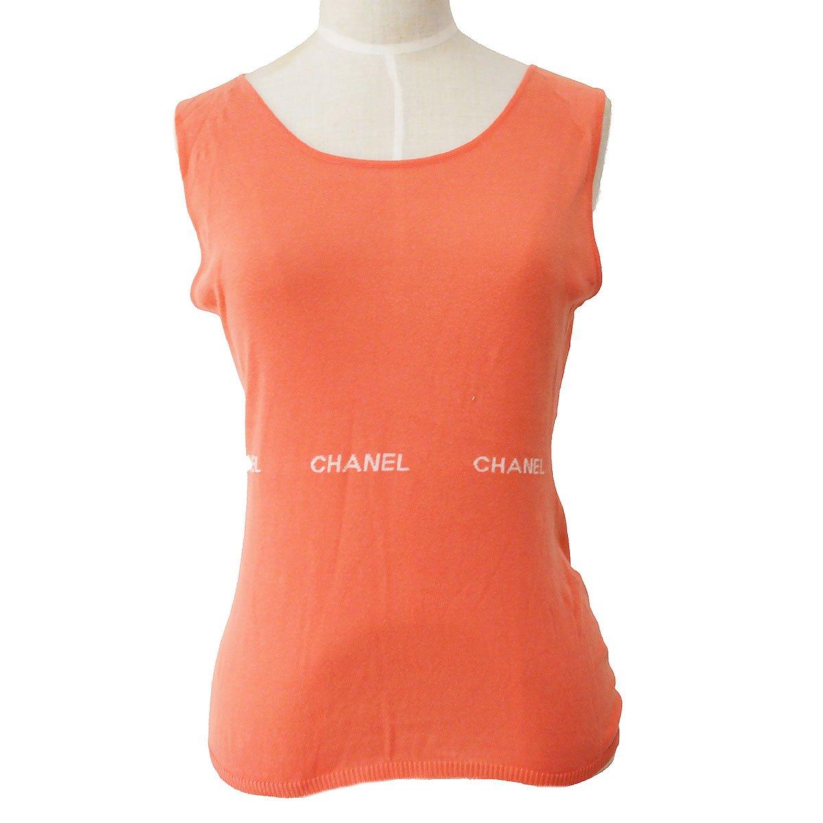 Chanel 2004 Intarsia Logo Knitted Top #38 in Orange