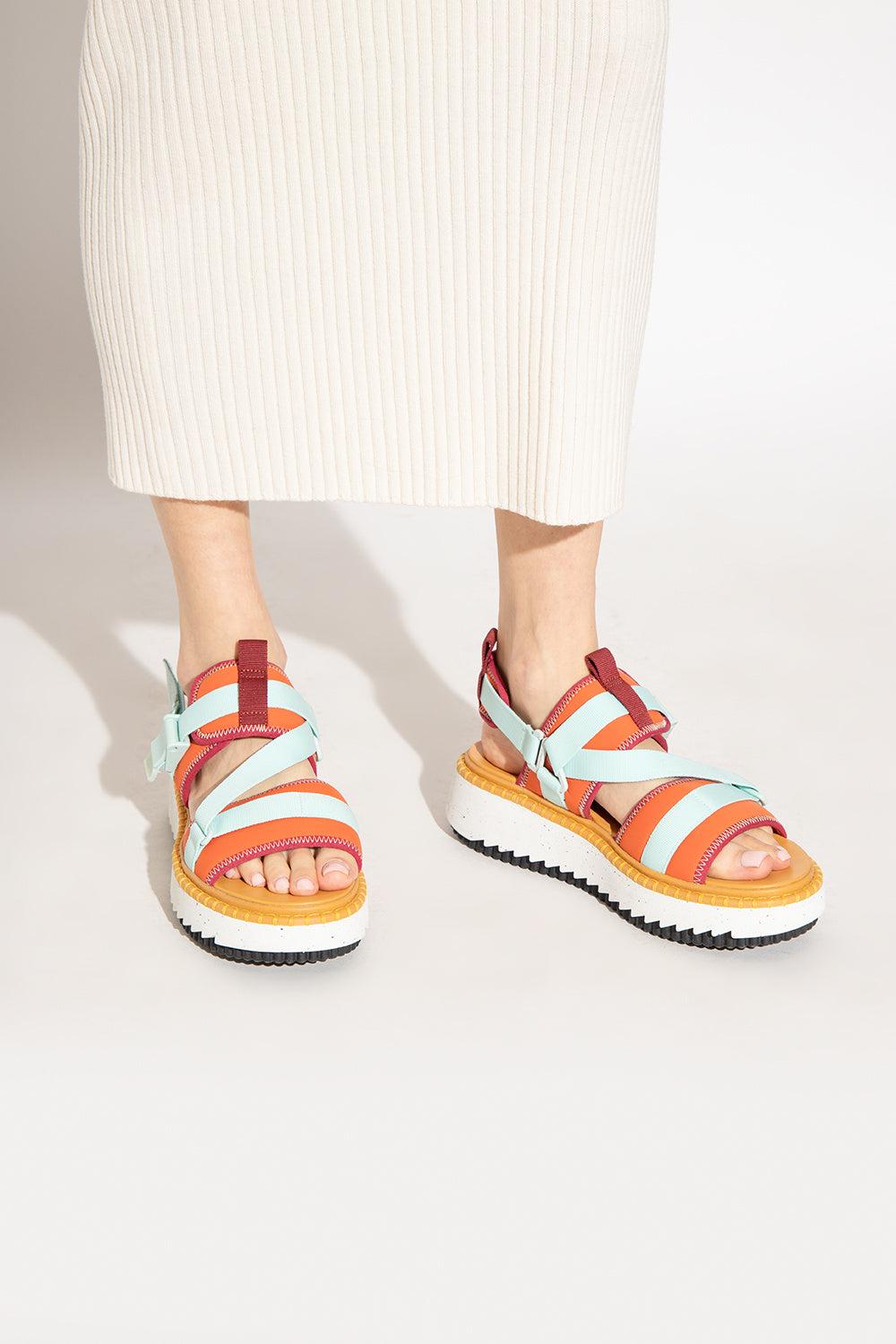 Chloé 'lilli' Platform Sandals in Red | Lyst