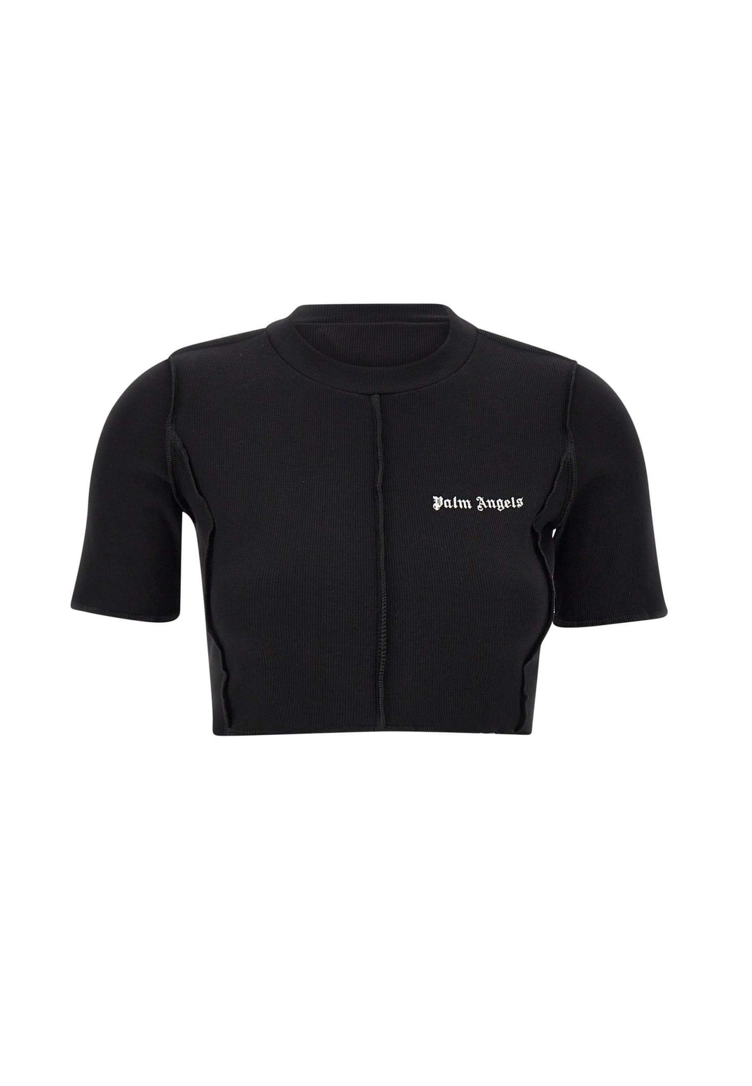 Palm Angels Cotton "classic Logo Crop Top" in Black | Lyst