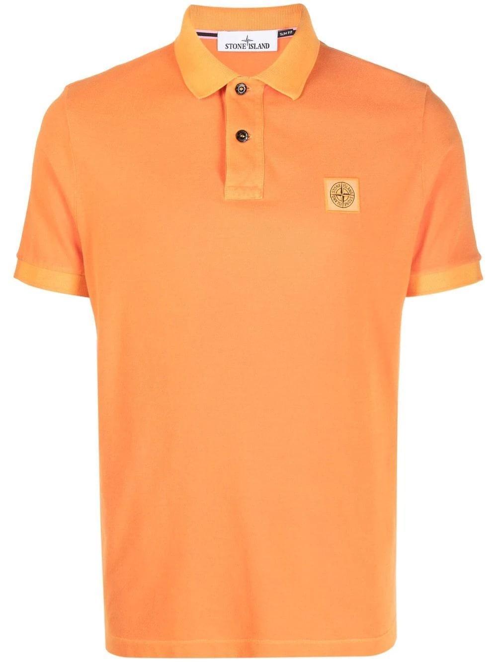 Stone Island Orange Pigment Dyed Slim Fit Polo Shirt for Men | Lyst