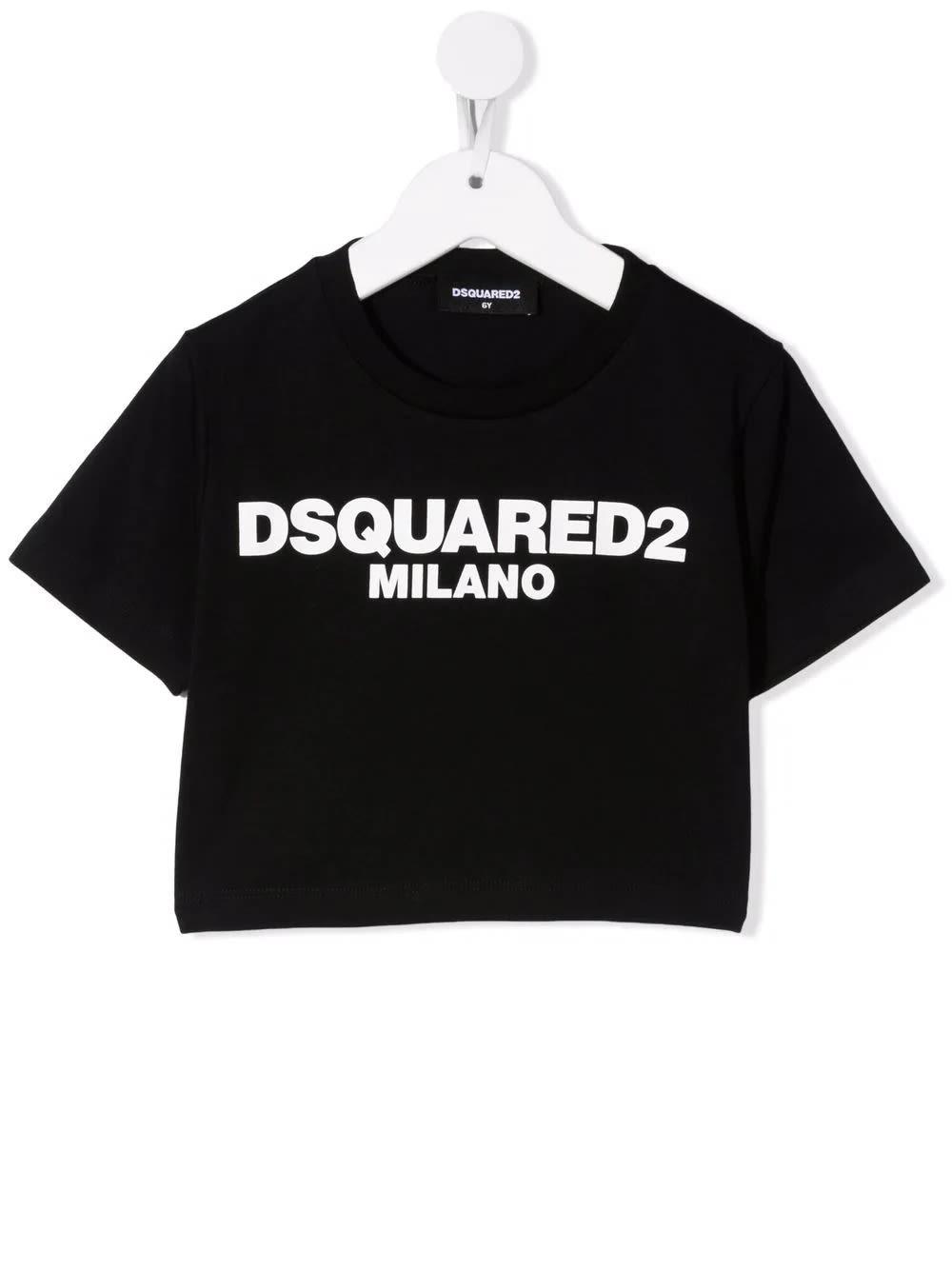 DSquared² Kids Black Milano Crop T-shirt | Lyst
