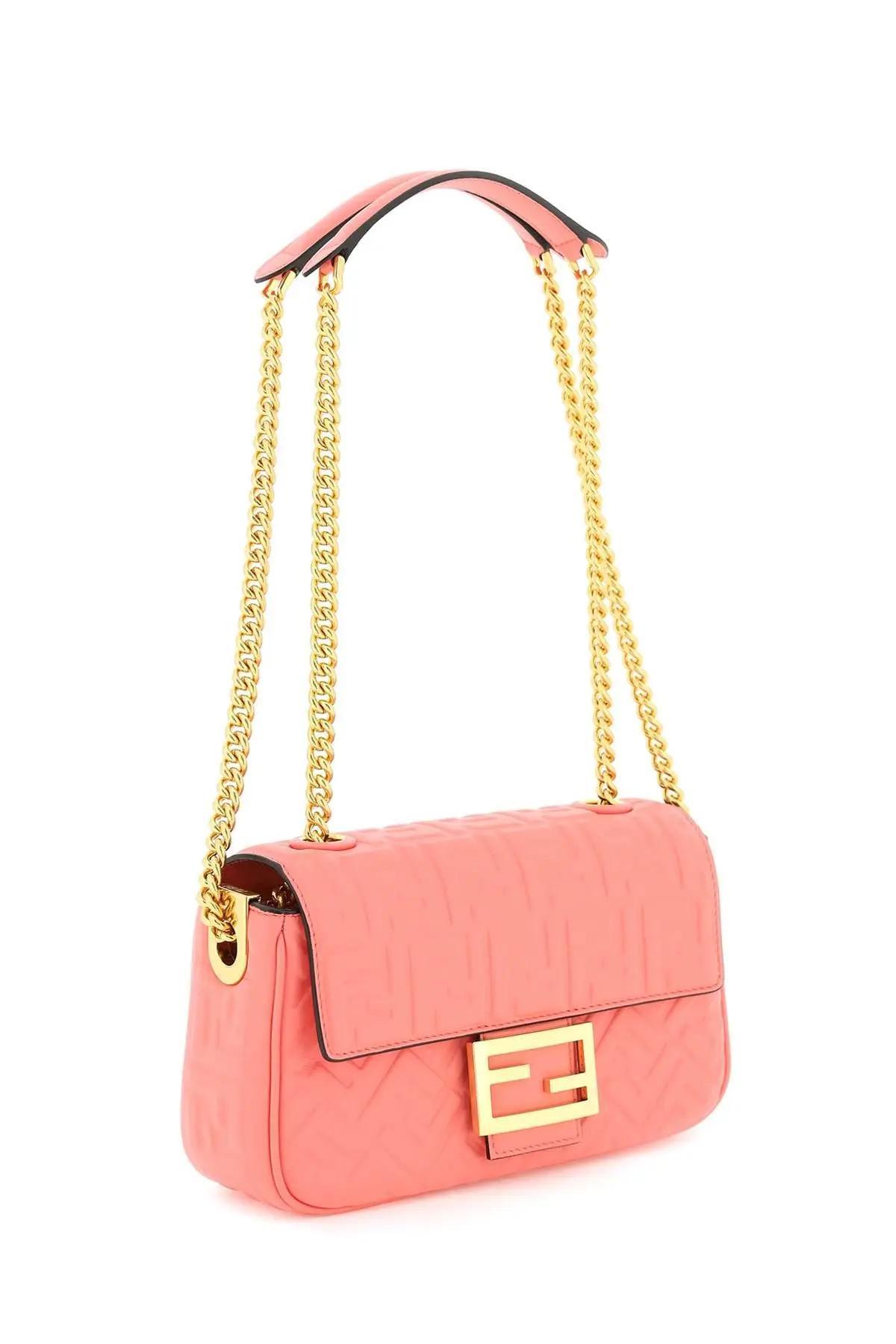 Baguette Chain Midi - Pale pink leather bag