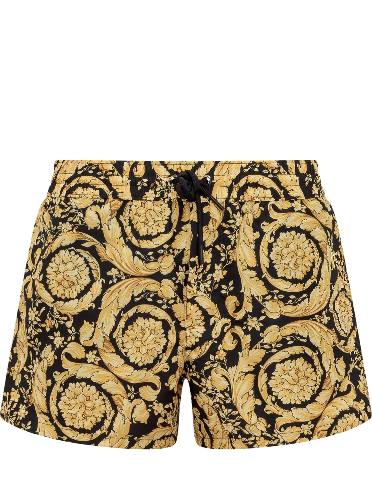 Versace Baroque Swim Shorts in Yellow for Men