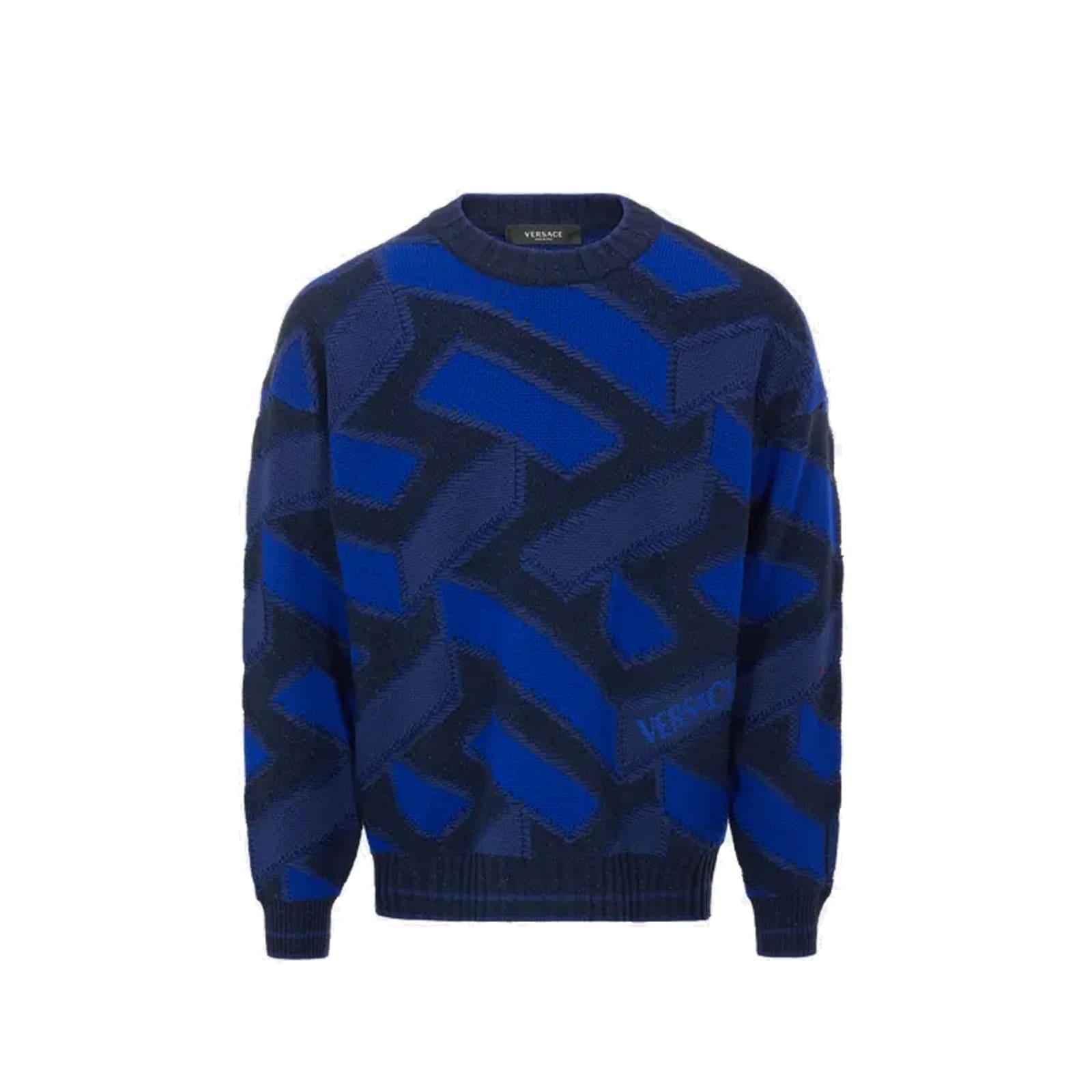 Versace Logo Sweater in Blue for Men Lyst
