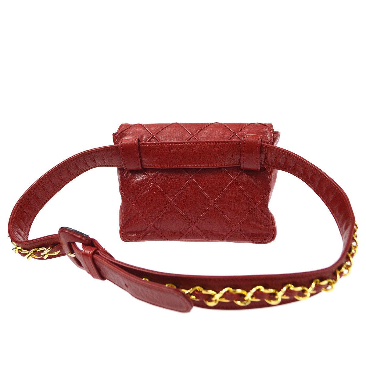 Chanel 1980s Cosmoline Belt Bag Red Lambskin #75