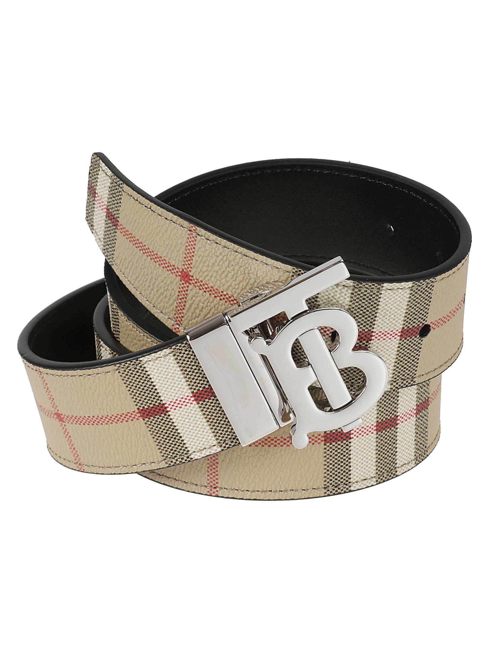 Burberry Tb Buckled Check Belt in Black for Men | Lyst