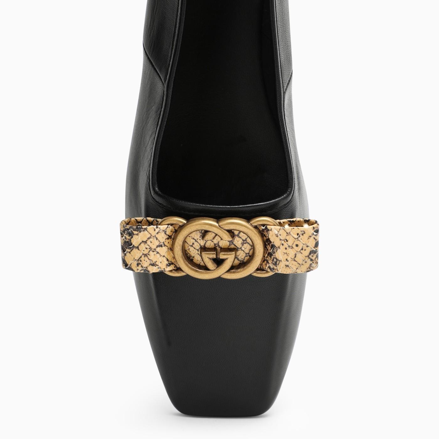 Gucci Black Ballerina With Ribbons | Lyst