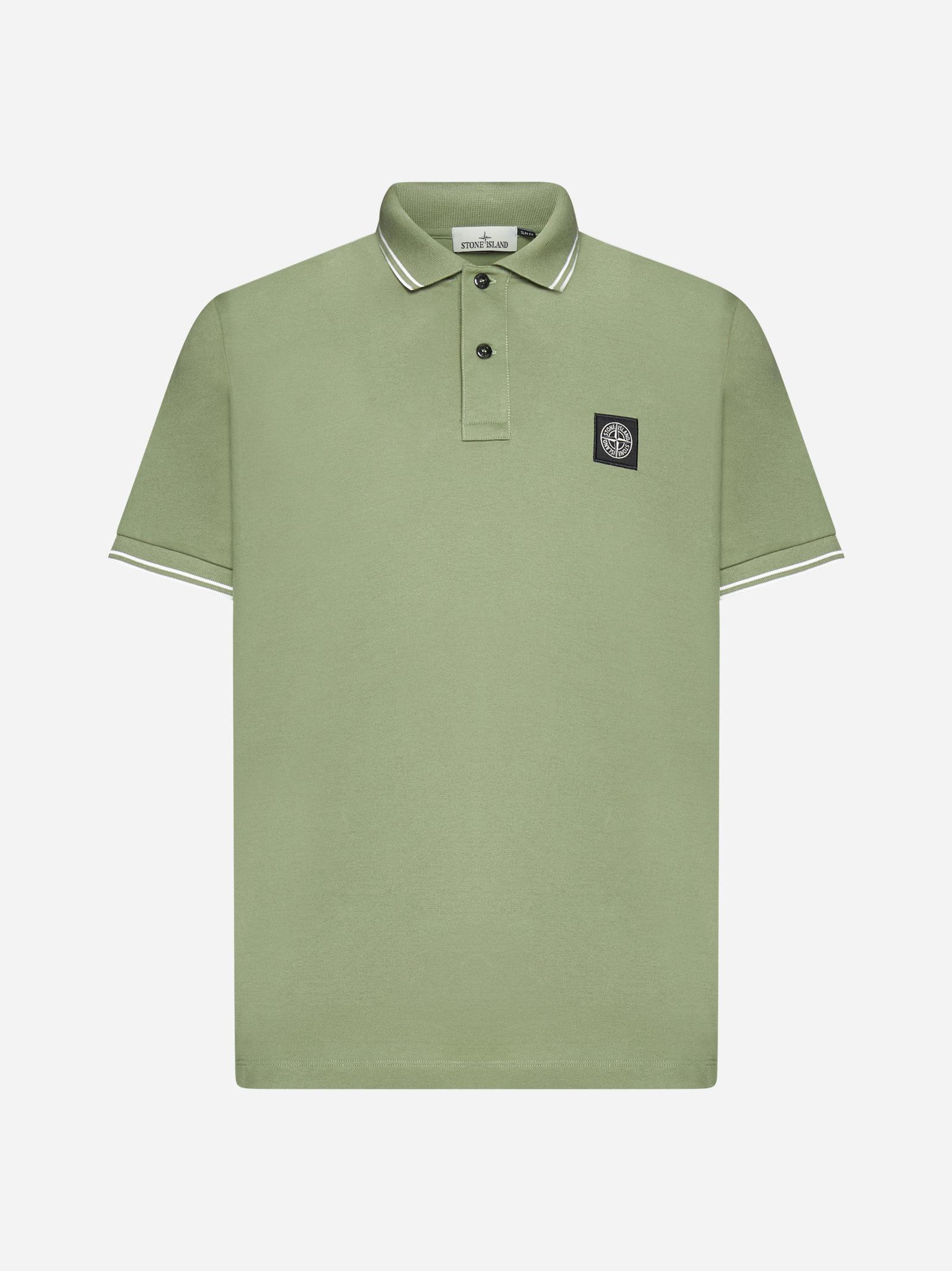 Stone Island Logo-patch Cotton Polo Shirt in Green for Men | Lyst UK