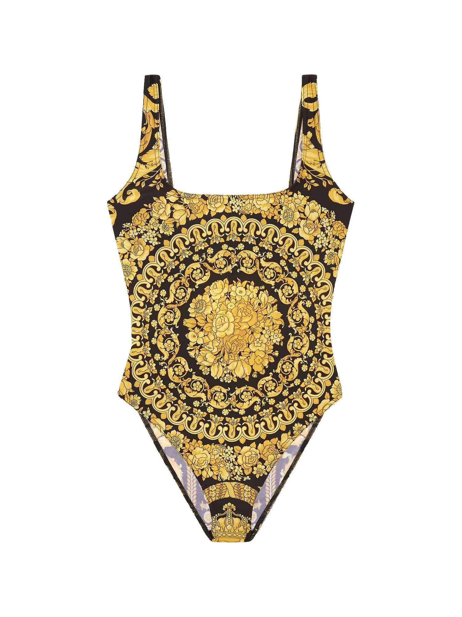 Versace One Piece Swimsuit With Baroque Print in Metallic Lyst