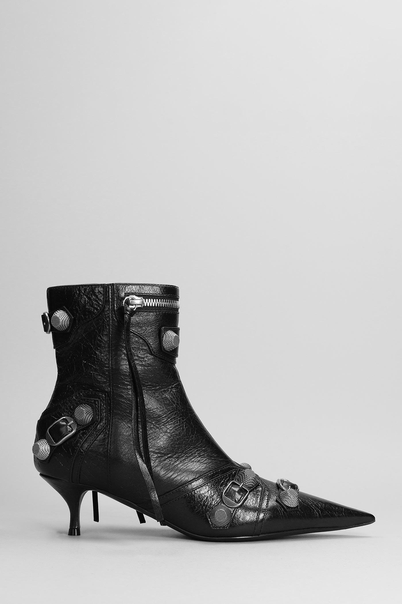 Balenciaga Low Heels Ankle Boots In Leather in Black | Lyst