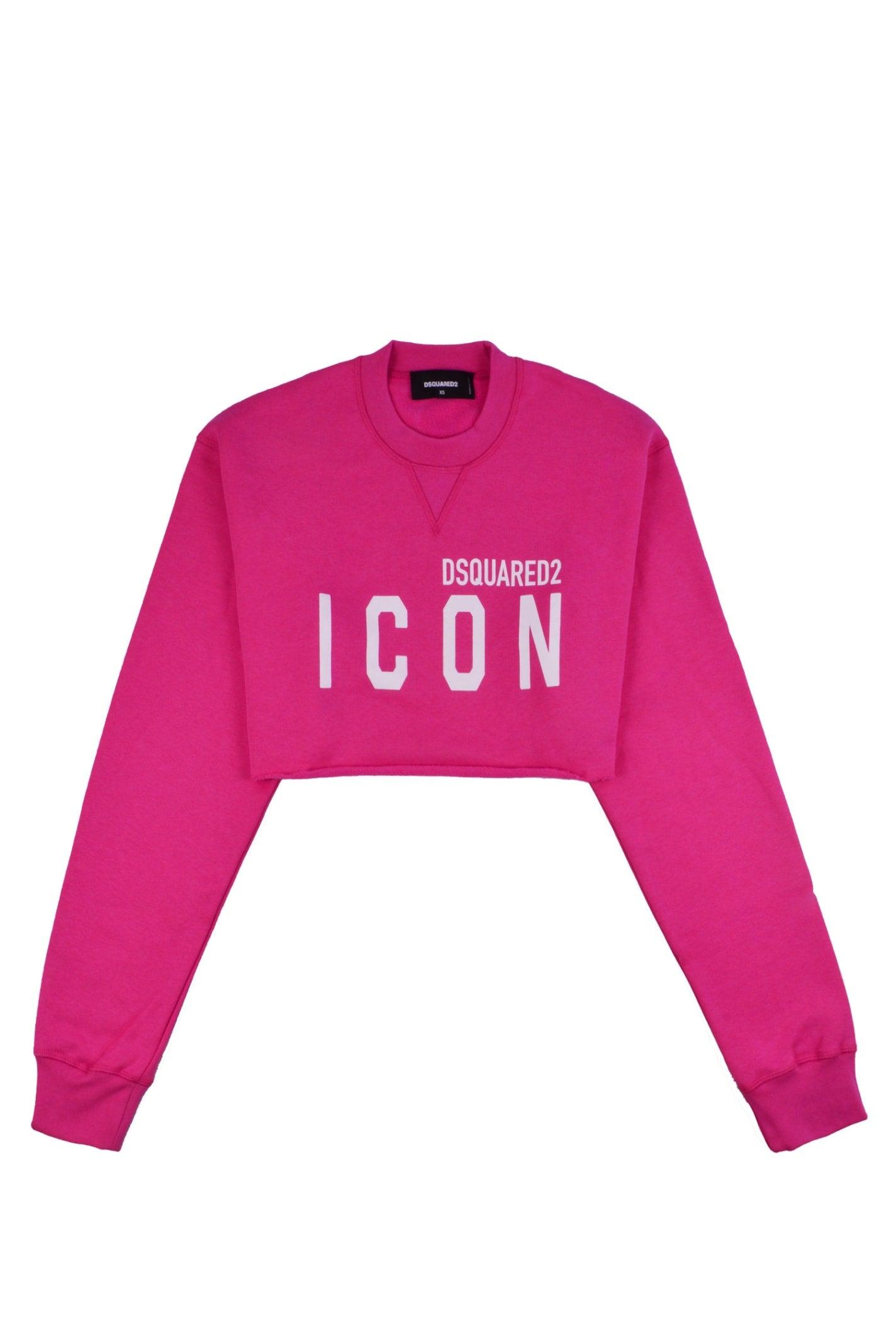 DSquared² Cropped Sweatshirt in Pink | Lyst