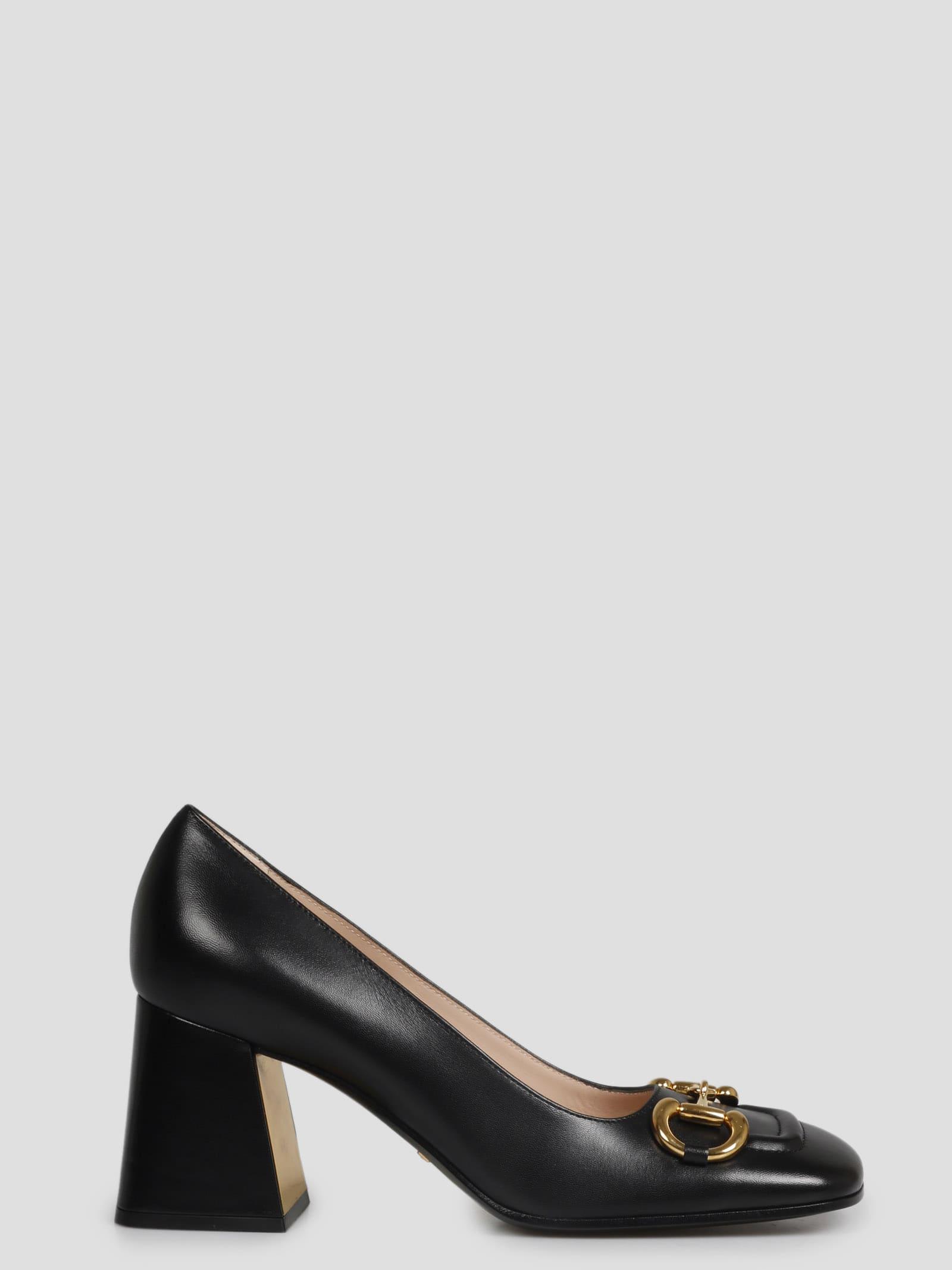 Gucci Horsebit Midheel Pump in Black Lyst