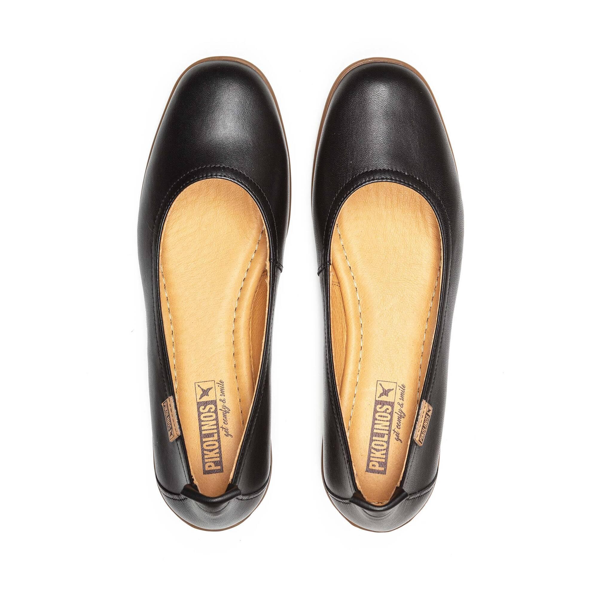 Sandalias De Piel Bailarinas Con Cierre Adherente Para Mujer