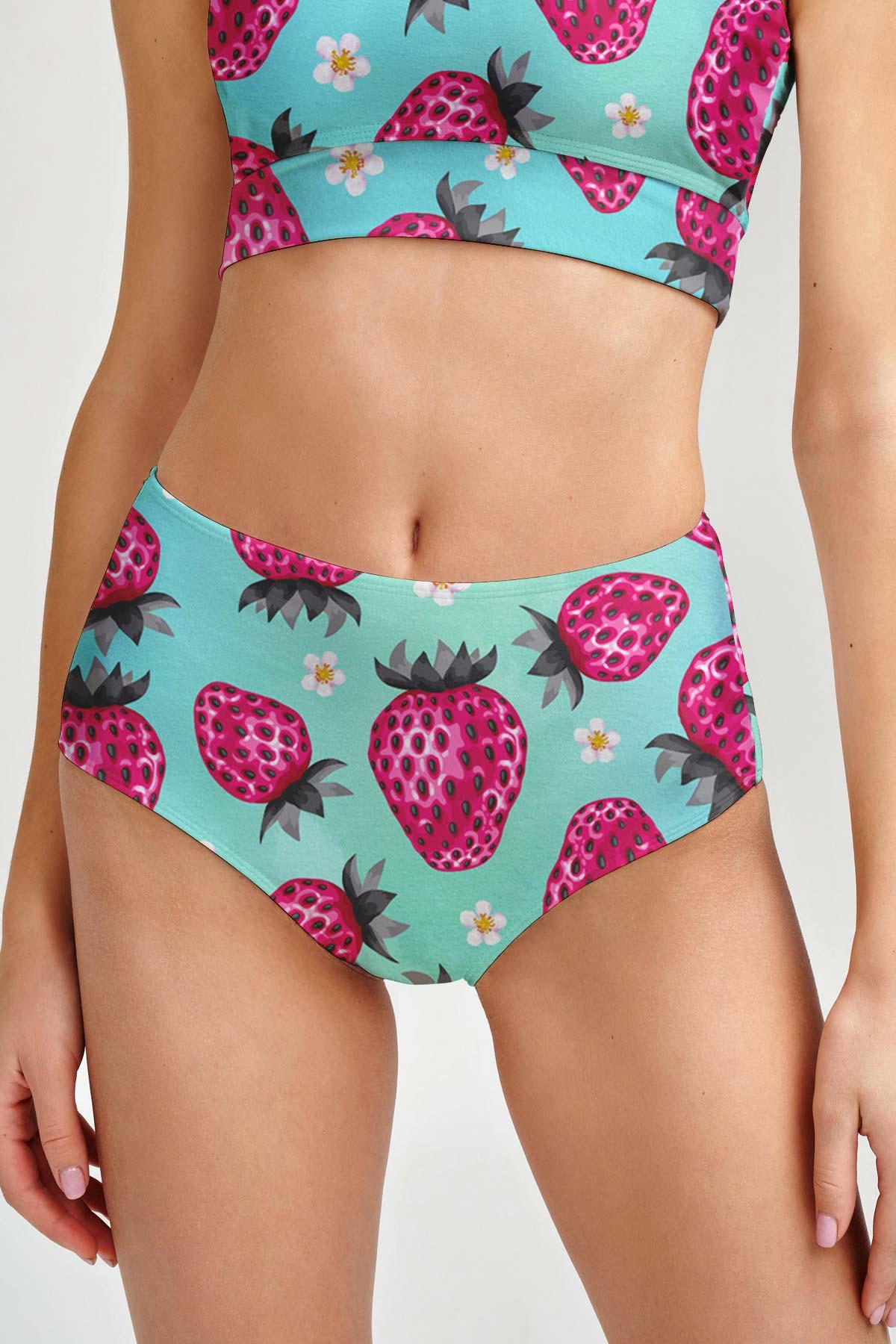 Pineapple Clothing Berry Cute Cara Blue & Pink High-waist Hipster Bikini  Bottom | Lyst
