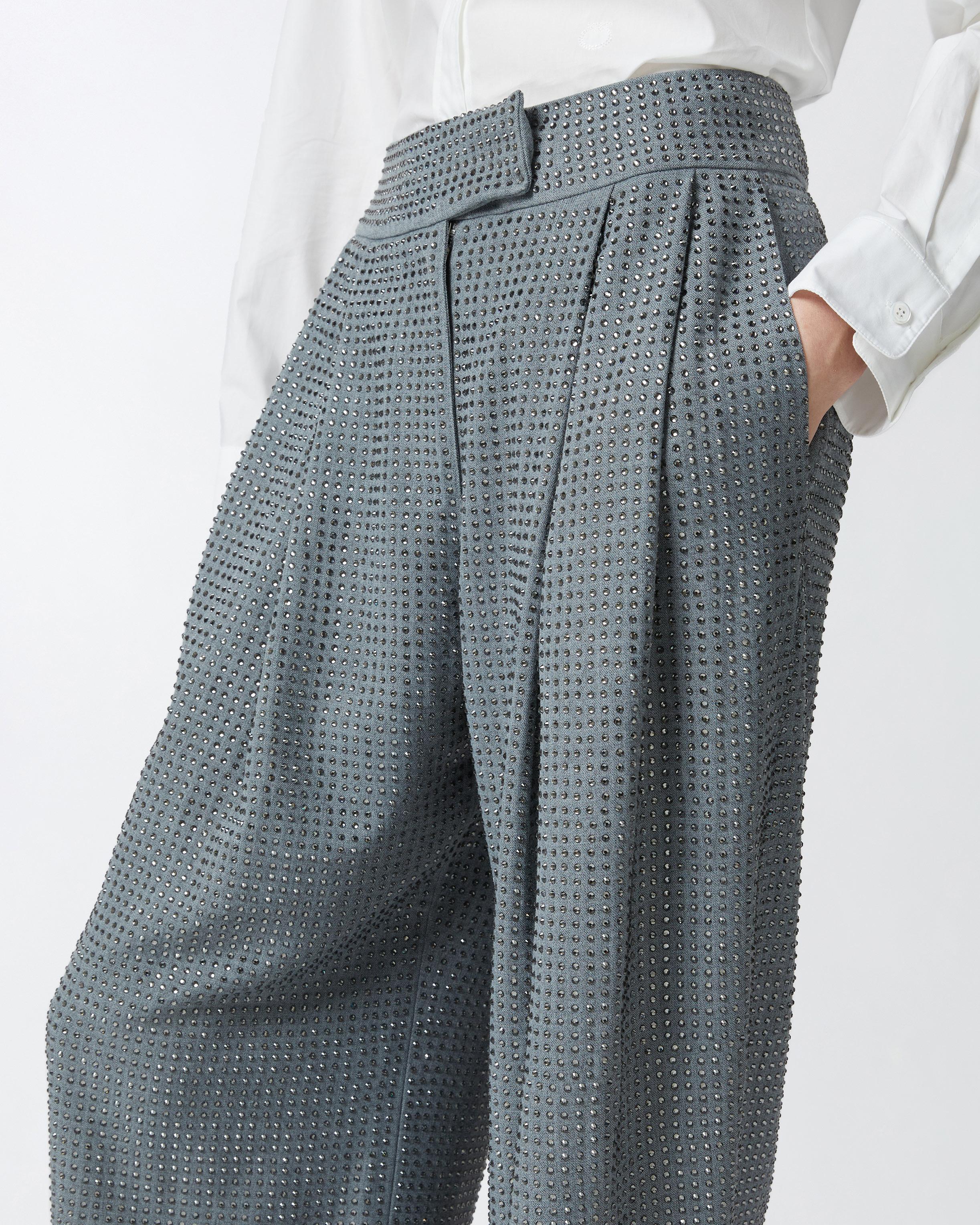 パンツ Pinko RICORDI PANTS Pinko Wide-Leg Trousers With Rhinestones in Blue | Lyst