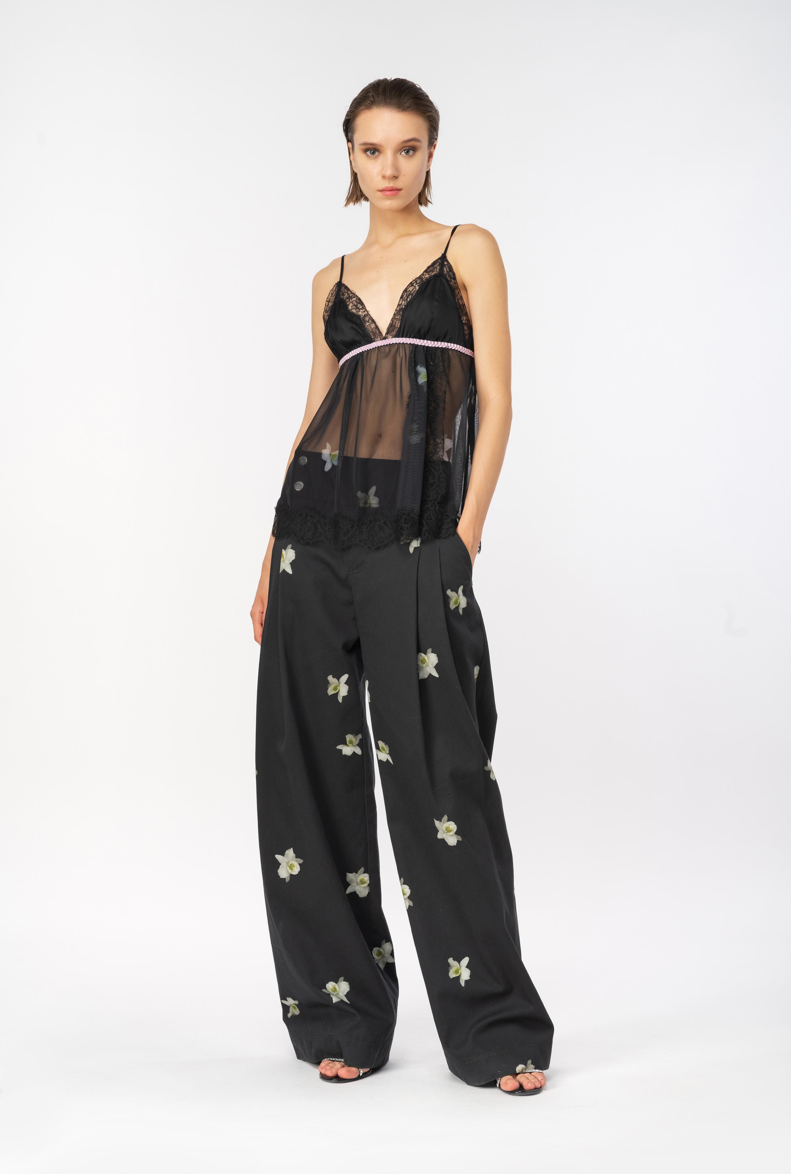 Pinko Reimagine Orchid-print Wide-leg Trousers By Patrick