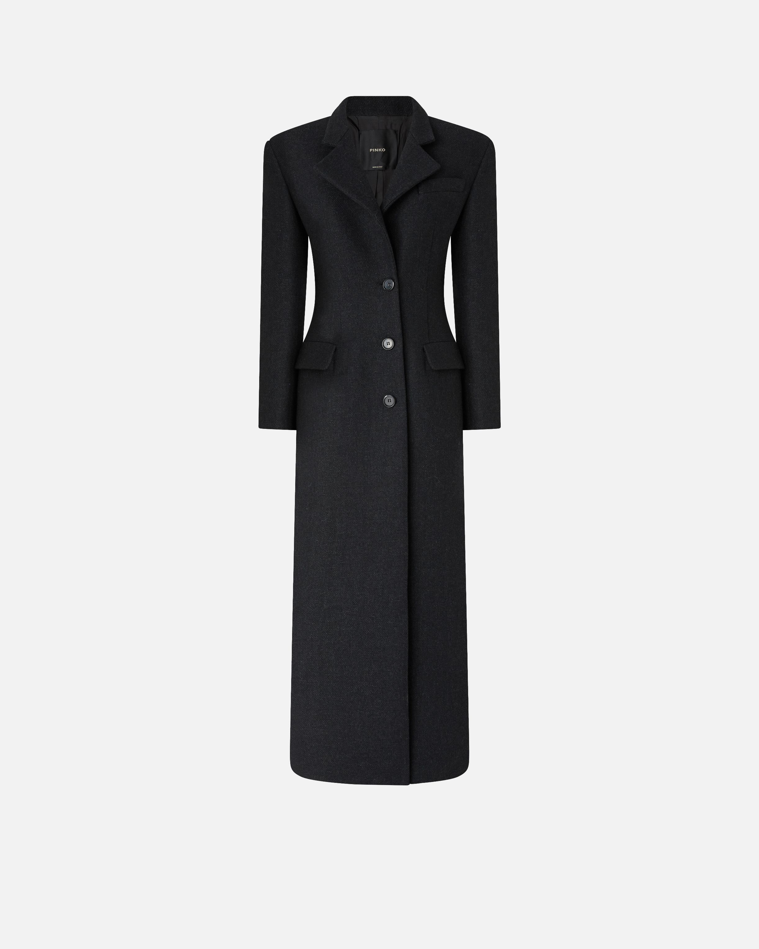 LA8838 PINKO ピンコ ロングコート 黒 ウール100％ USA4 Pinko Long Fabric Coat in Black | Lyst