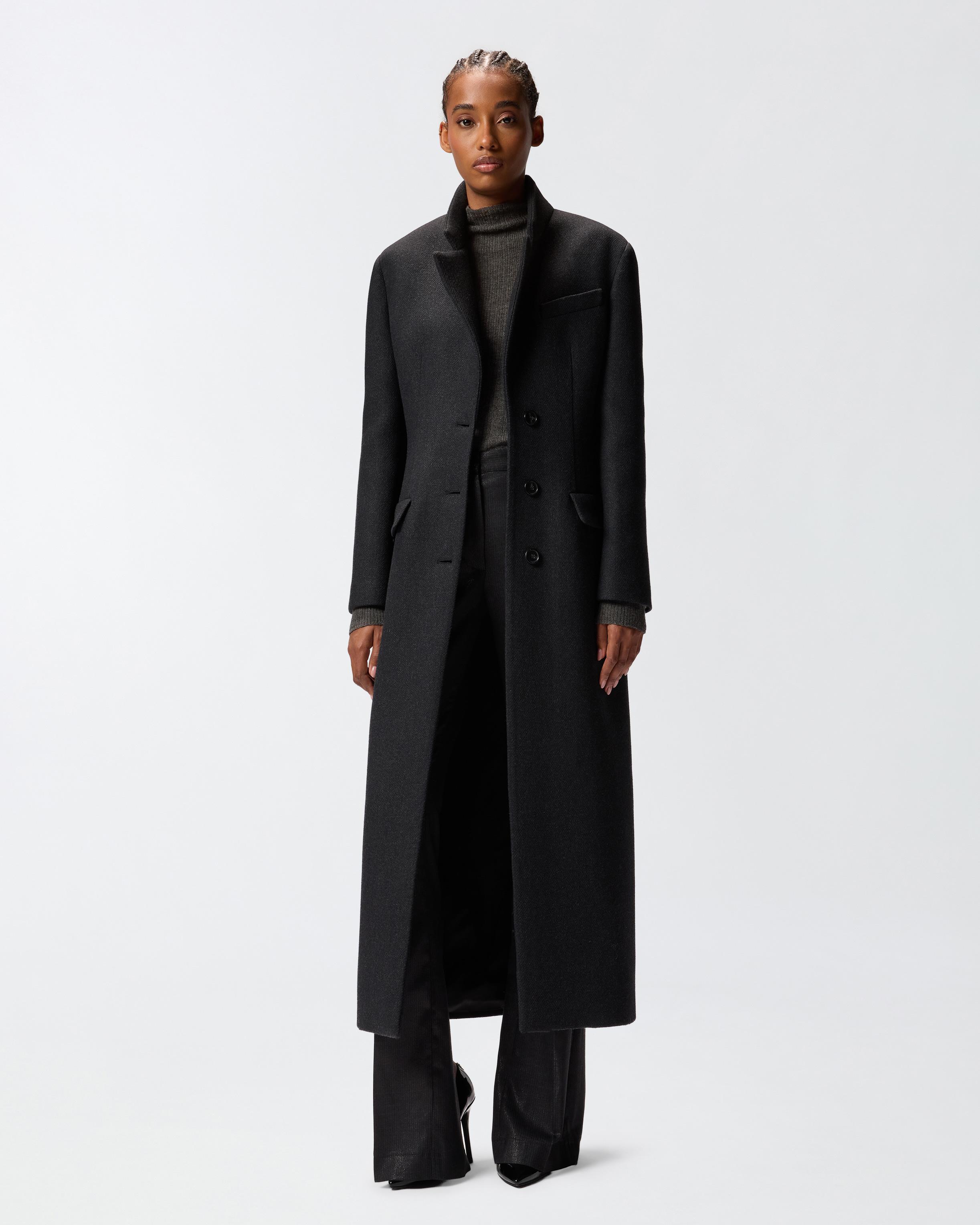 Pinko Long Fabric Coat in Black | Lyst