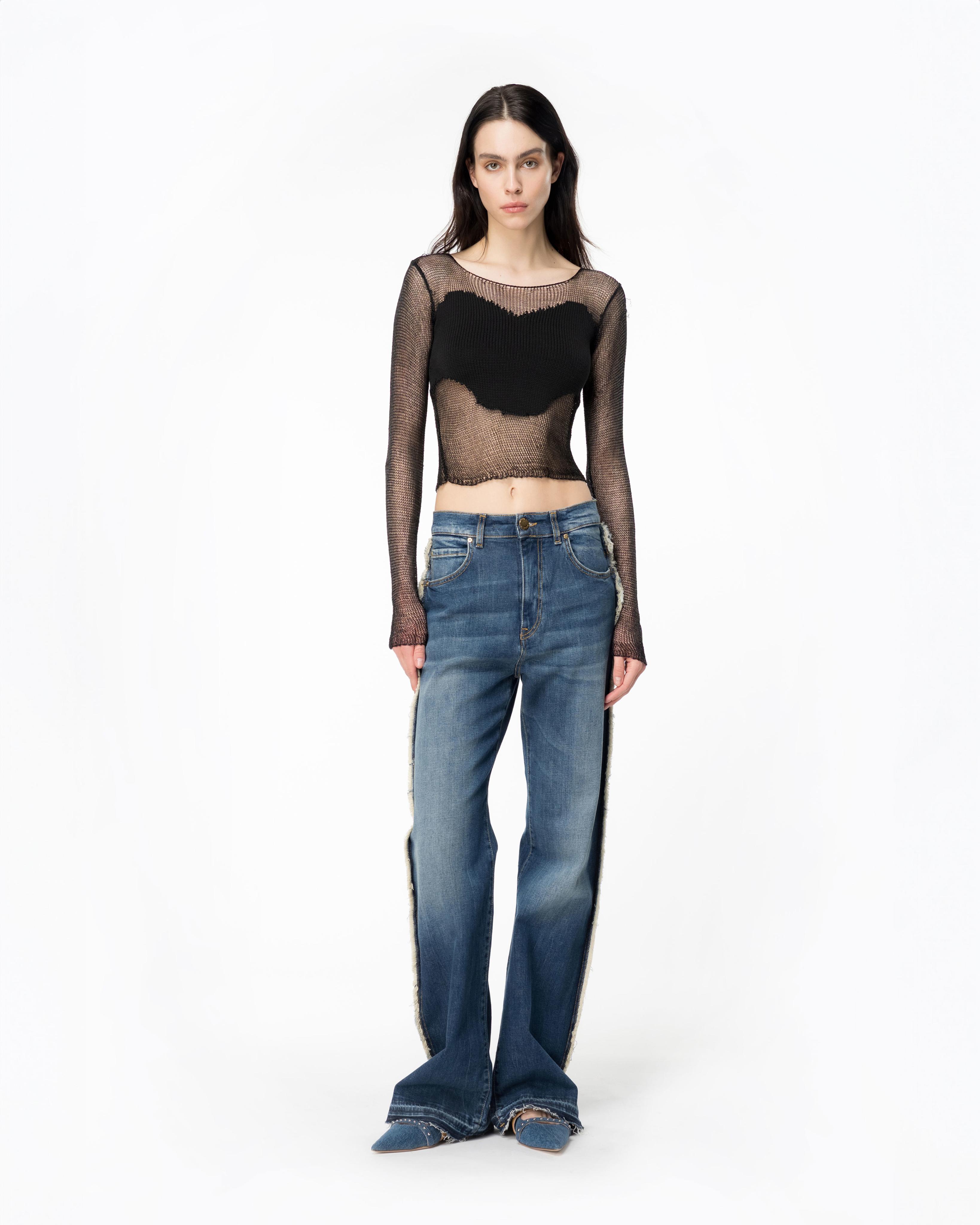 パンツ PINKO Women Straight Pants 100561A2DPPJD Blue PINKO rhinestone-embellished straight-leg Trousers | Blue