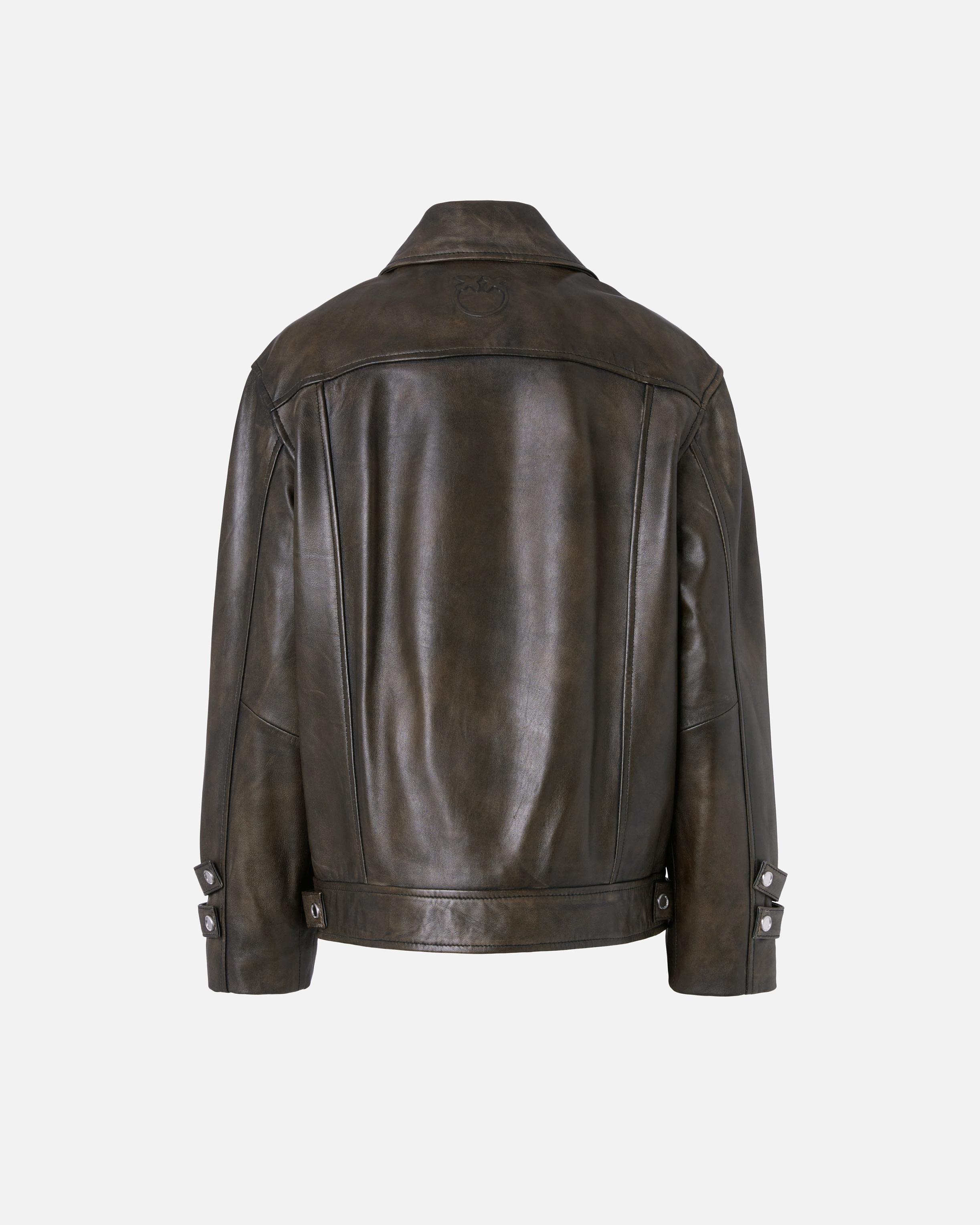 Pinko Old-Effect Leather Jacket in Black | Lyst