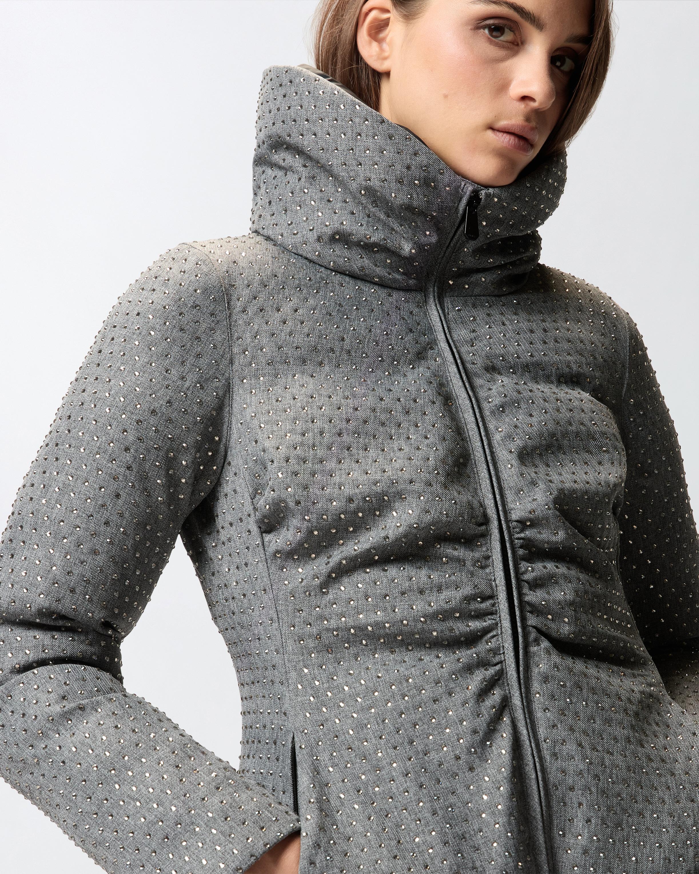 ジャケット PINKO Women Jackets 104716A2BPI53 Grey PINKO BLACK DENIM JACKET WITH ORGANZA SLEEVES | REVERSIBLE