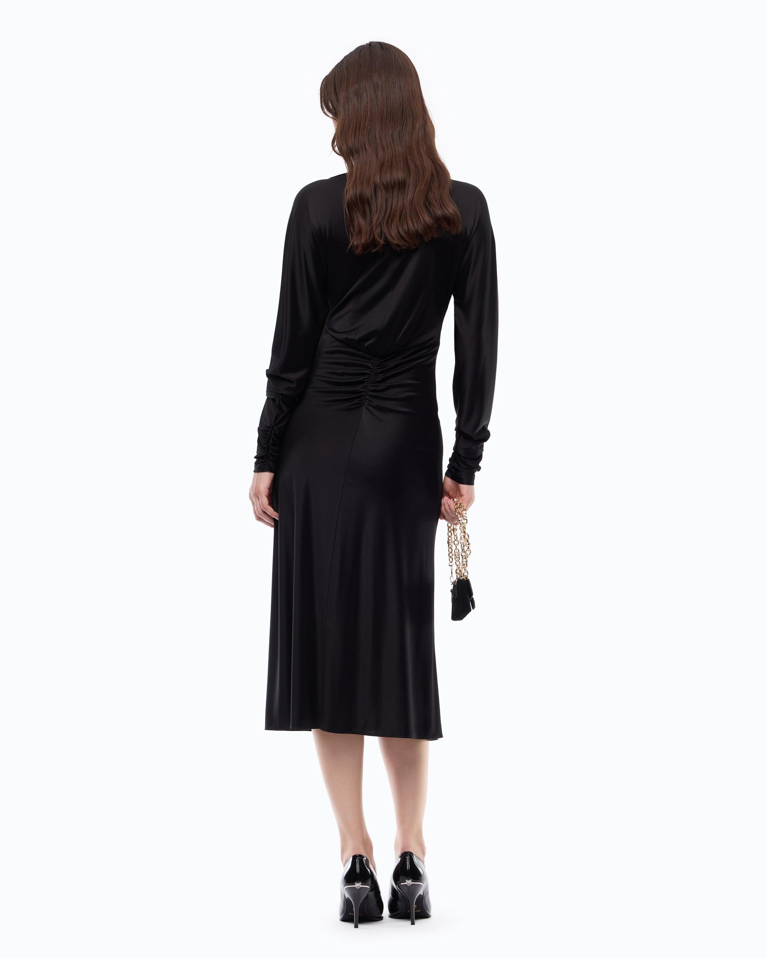 pinko achei ruched dress Pinko-Bergamotto Dress With Jewel Details-Dresses