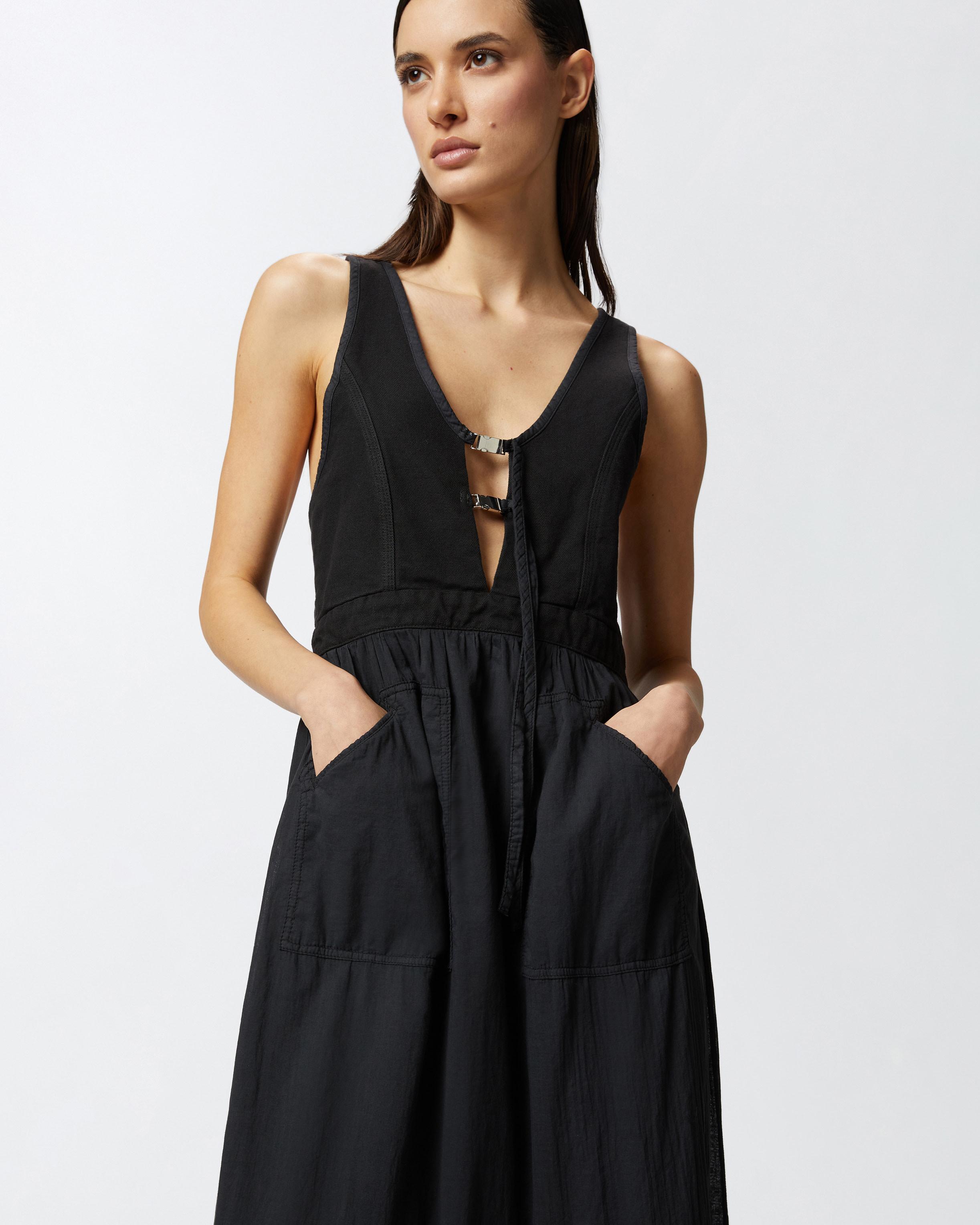 ワンピース Pinko LESTER LONG SLEEVELESS COTTON DRESS WITH NECKLINE Pinko Sleeveless Long Cotton Dress With Neckline in Black | Lyst