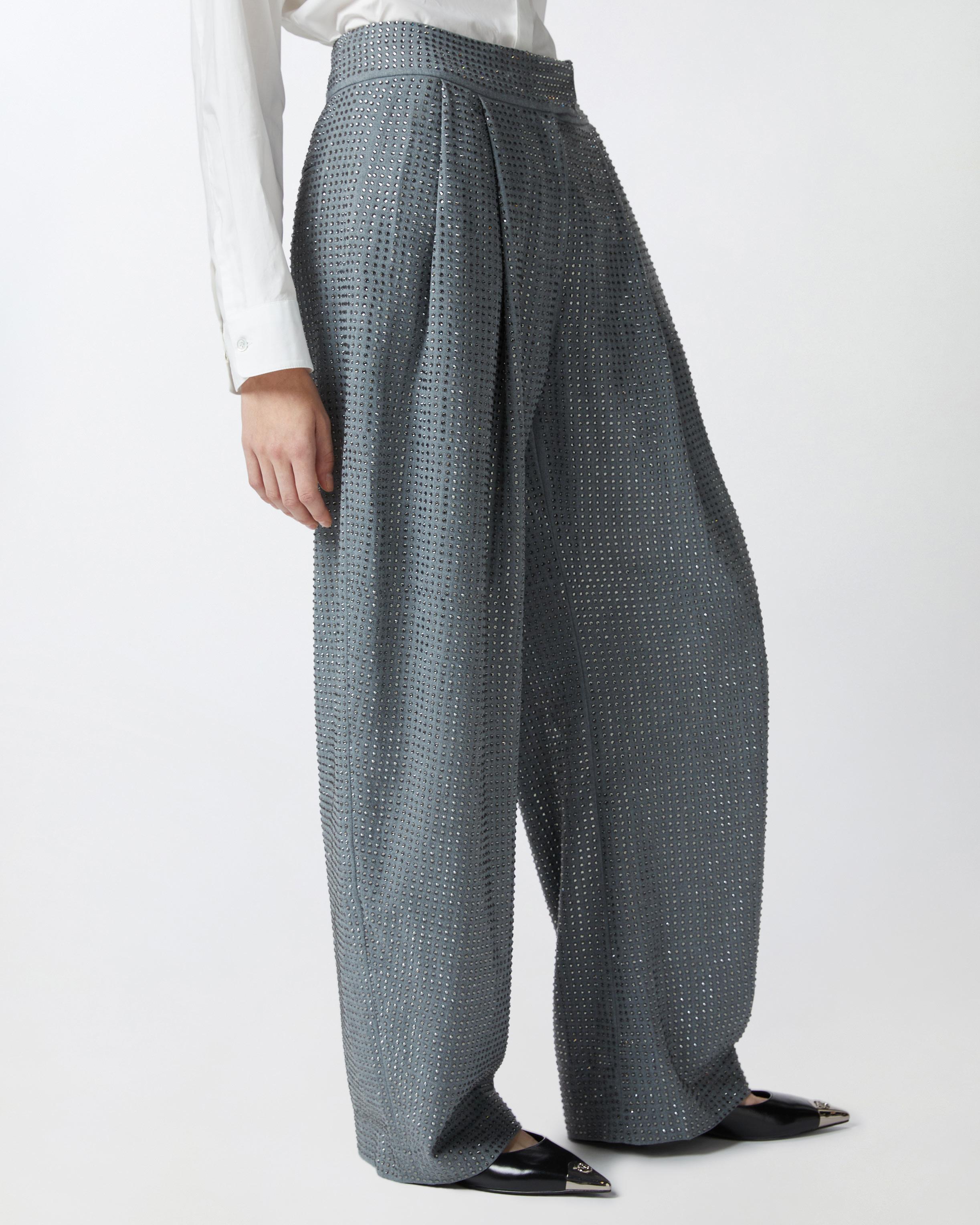 Pinko Wide-Leg Trousers With Rhinestones in Blue | Lyst