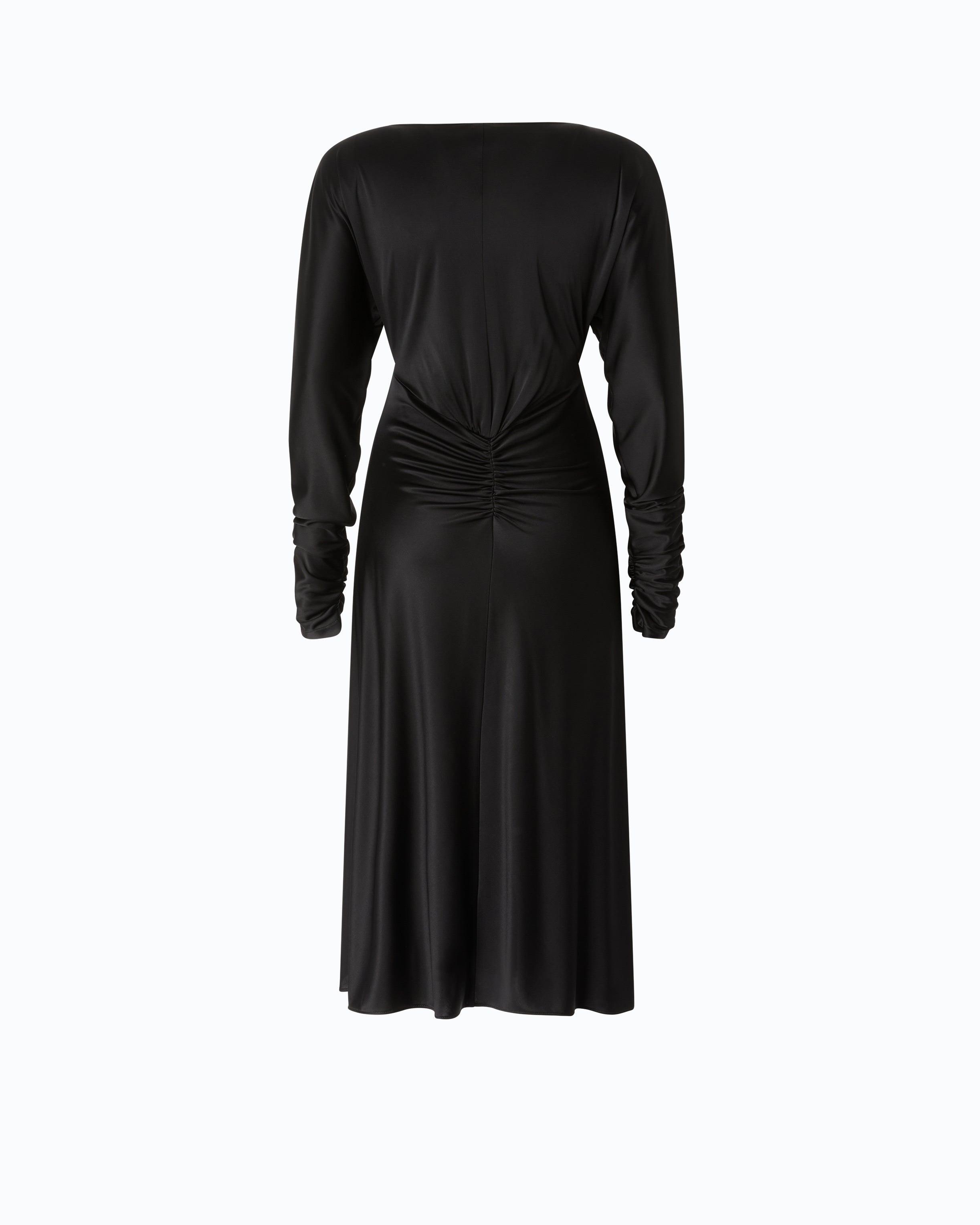 pinko ruched flared dress Pinko Parrot bow draped floor-length pleated dress