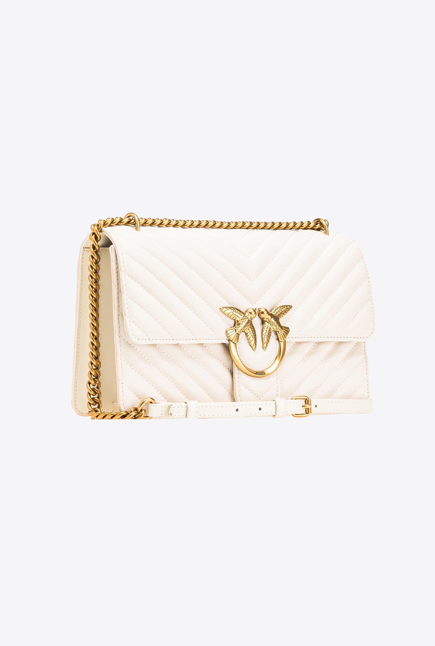 Pinko Classic Love Bag One Chevron in Natural | Lyst