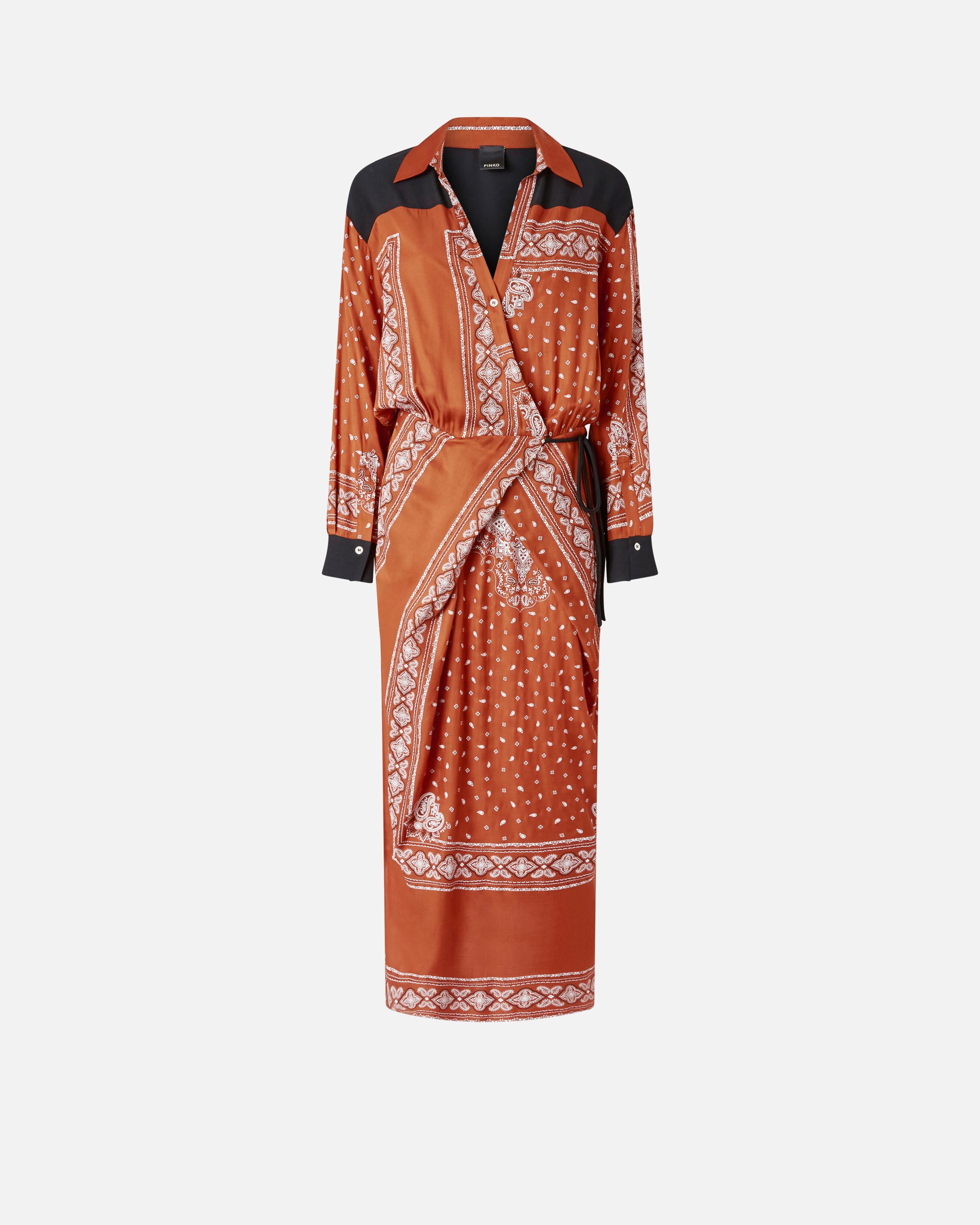 ワンピース PINKO Mesopotamia viscose dress bandana print profiles Pinko Mesopotamia Viscose Dress Bandana Print And Georgette